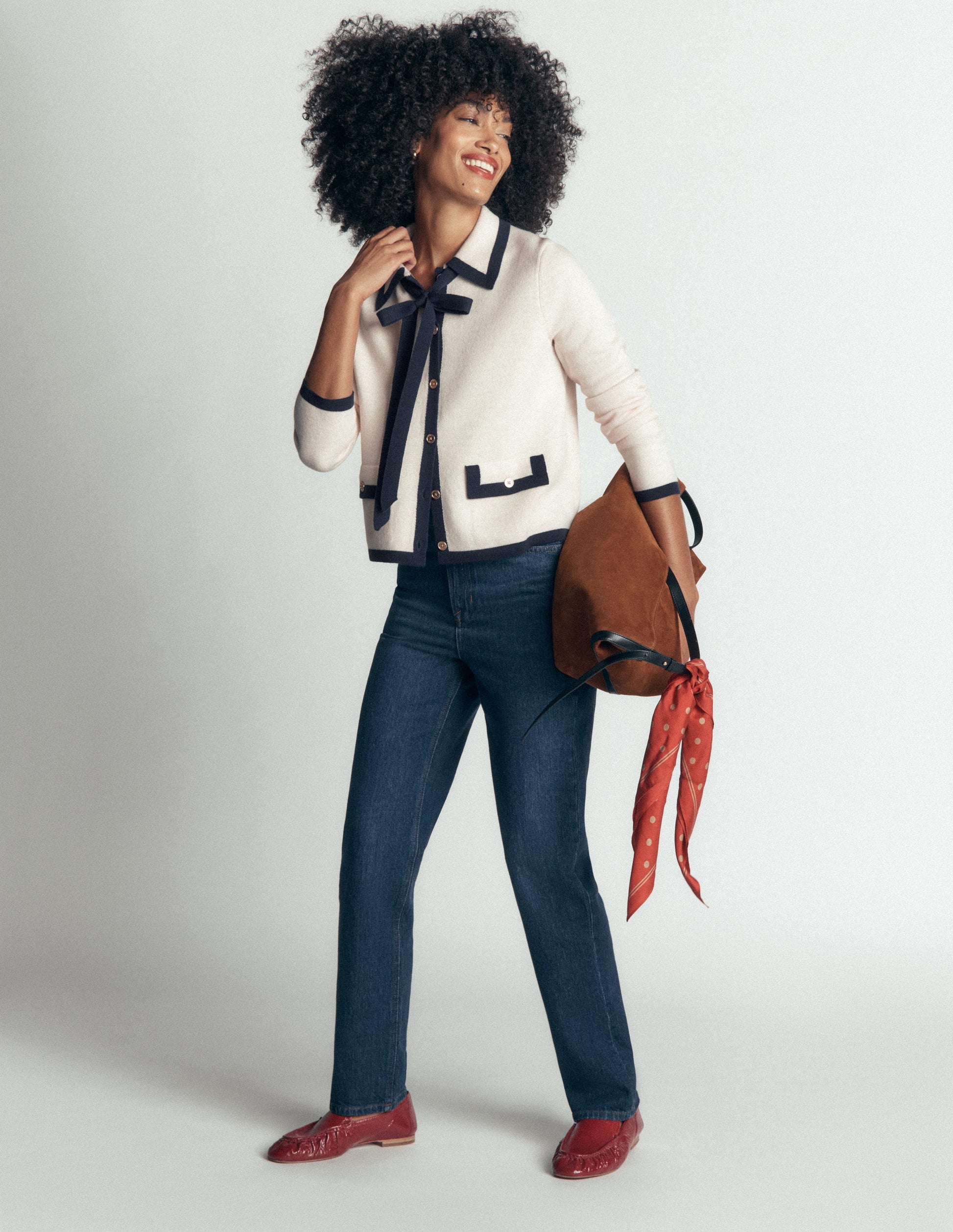 Elizabeth Bow Knitted Jacket-Warm Ivory-6