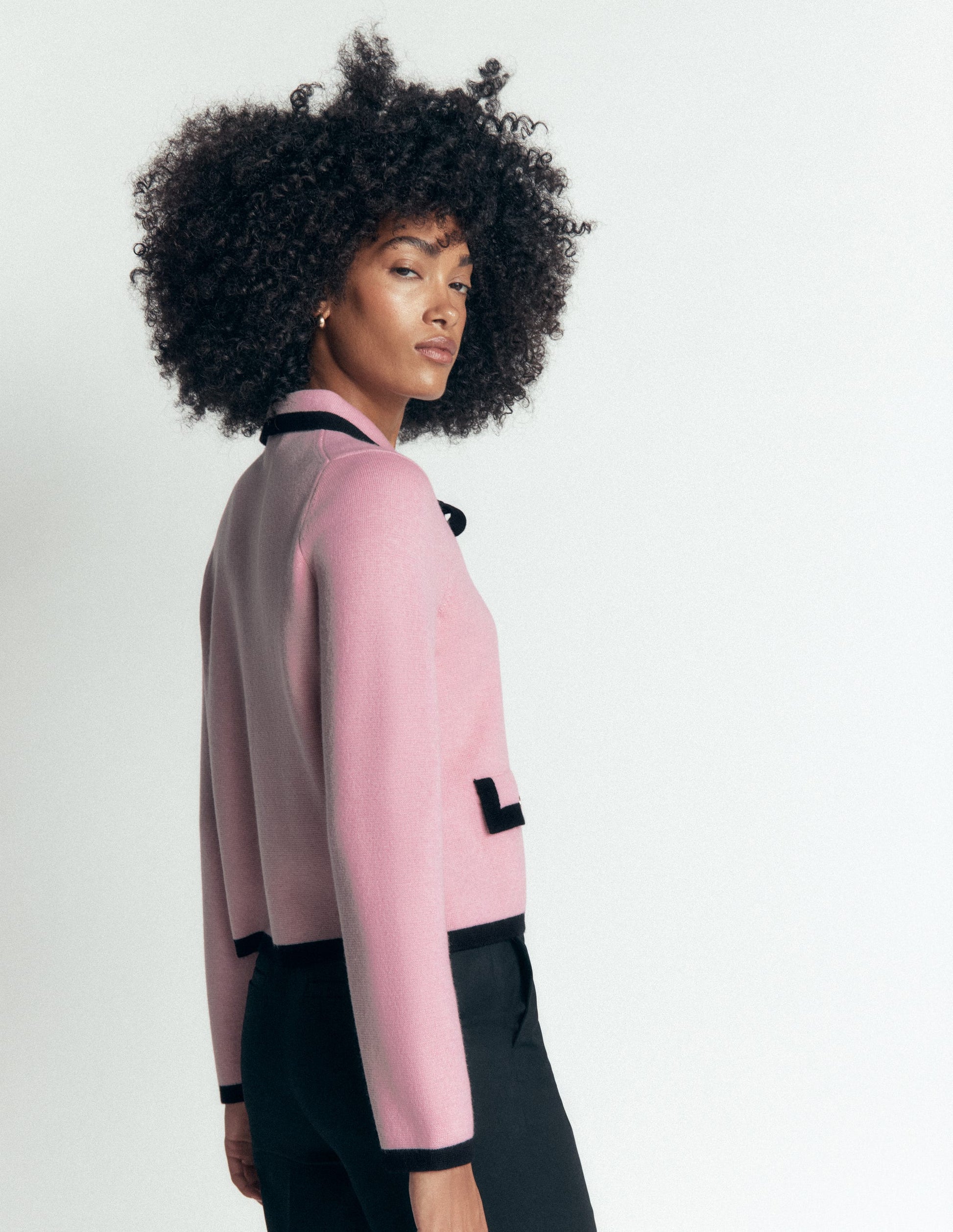 Elizabeth Bow Knitted Jacket-Spring Blossom Pink-3