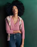 Elsie Cashmere V Neck Jumper-Pink Heather