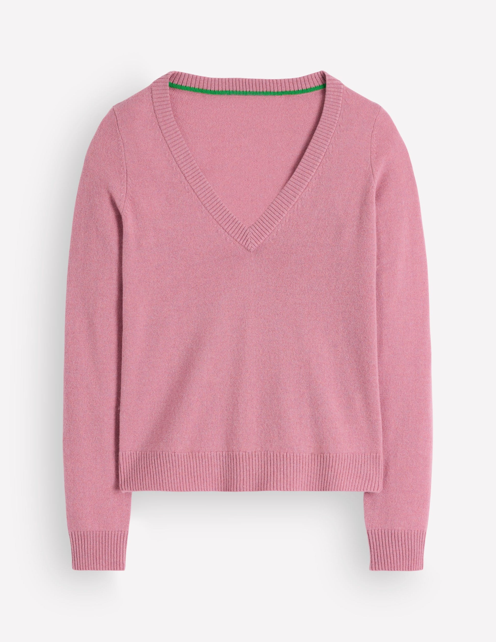 Elsie Cashmere V Neck Jumper-Pink Heather-6