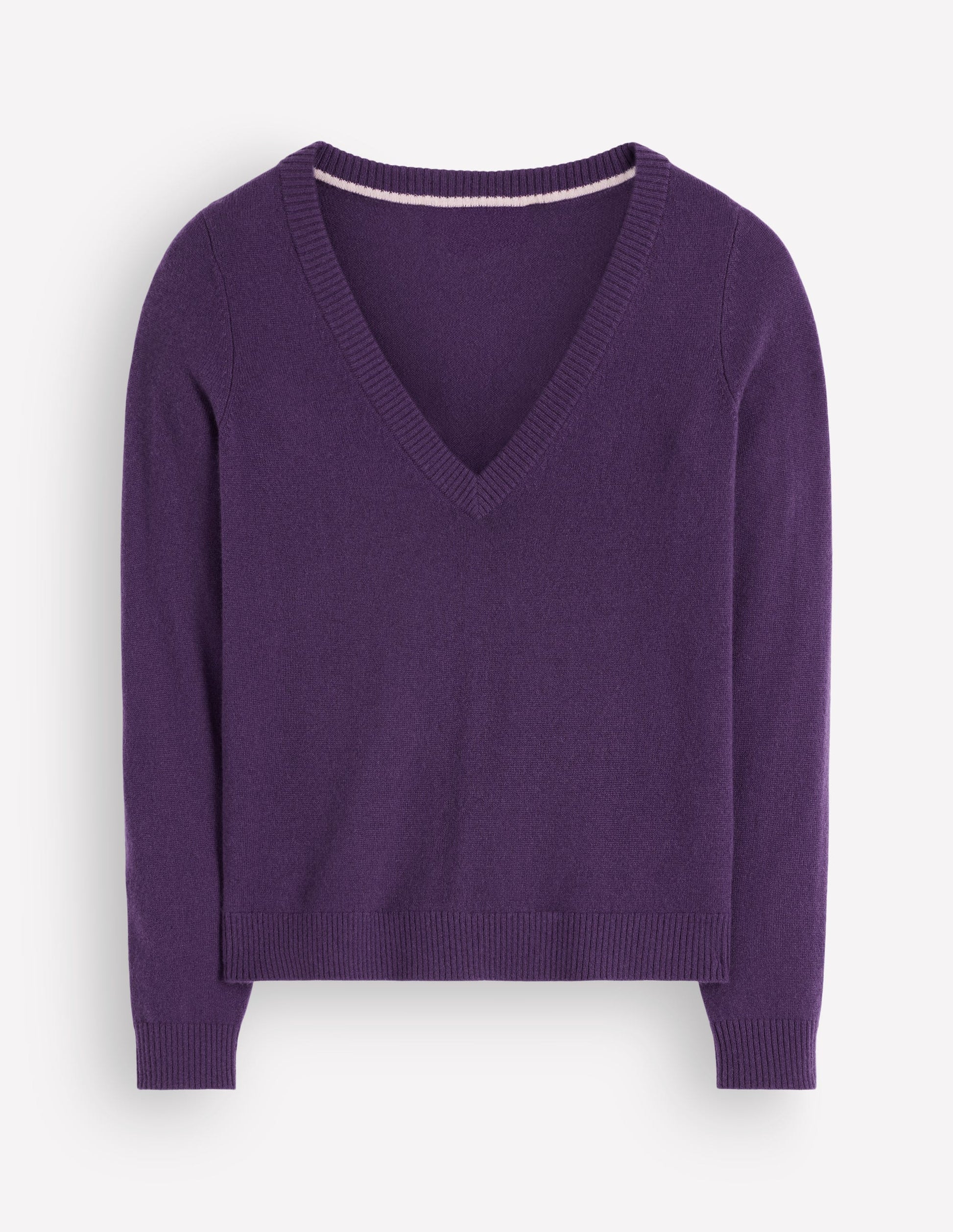 Elsie Cashmere V Neck Jumper-Deep Grape-6