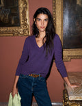 Elsie Cashmere V Neck Jumper-Deep Grape