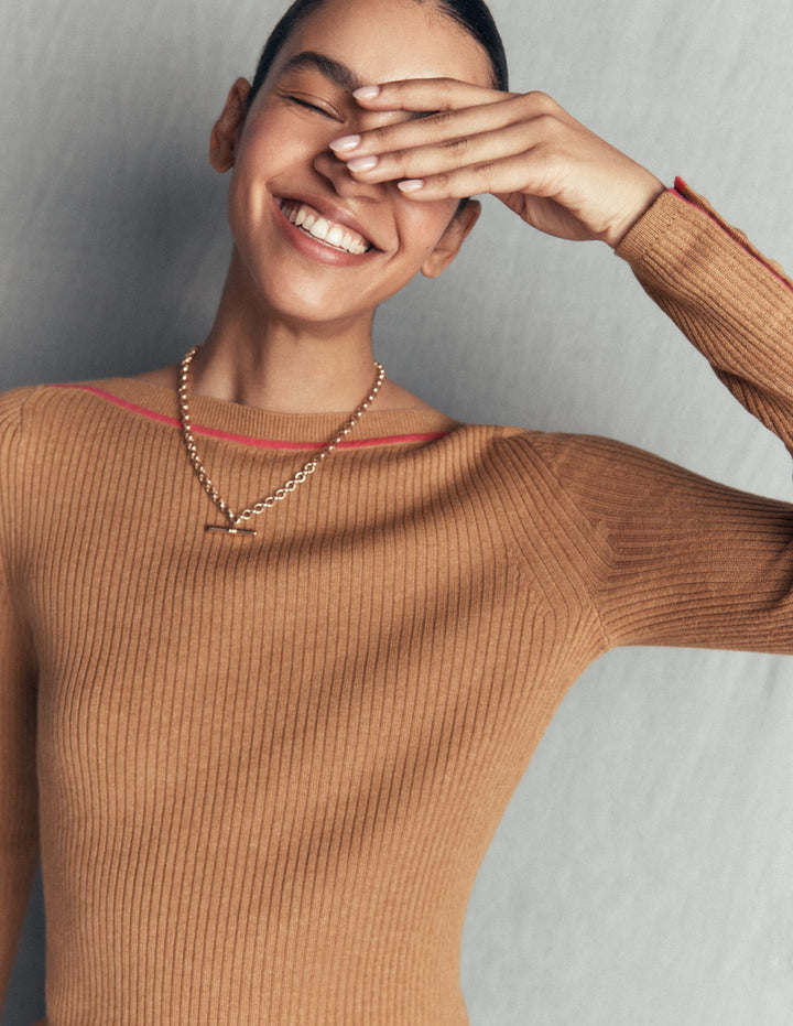 Paula Ribbed Boatneck Jumper