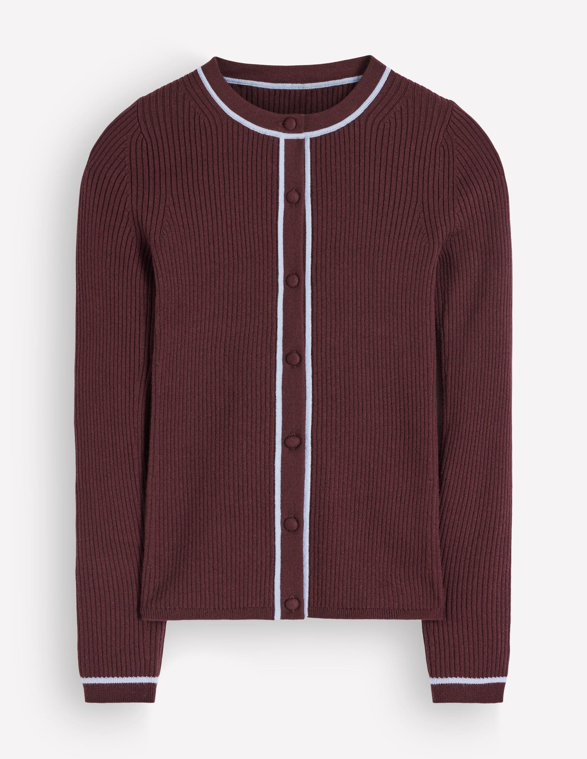 Paula Ribbed Crew Cardigan-Bitter Chocolate-5