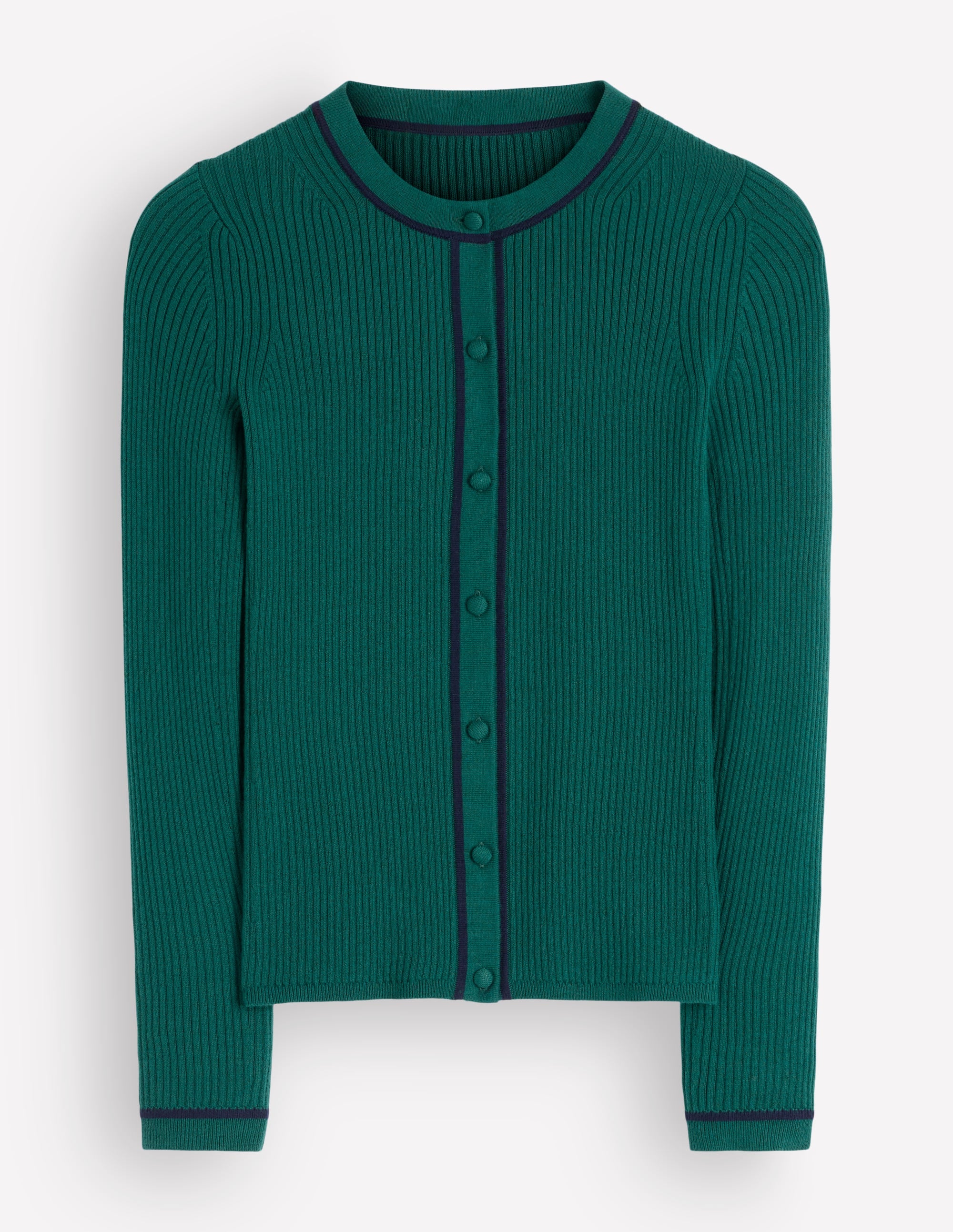 Paula Ribbed Crew Cardigan-Midnight Teal - Image 6