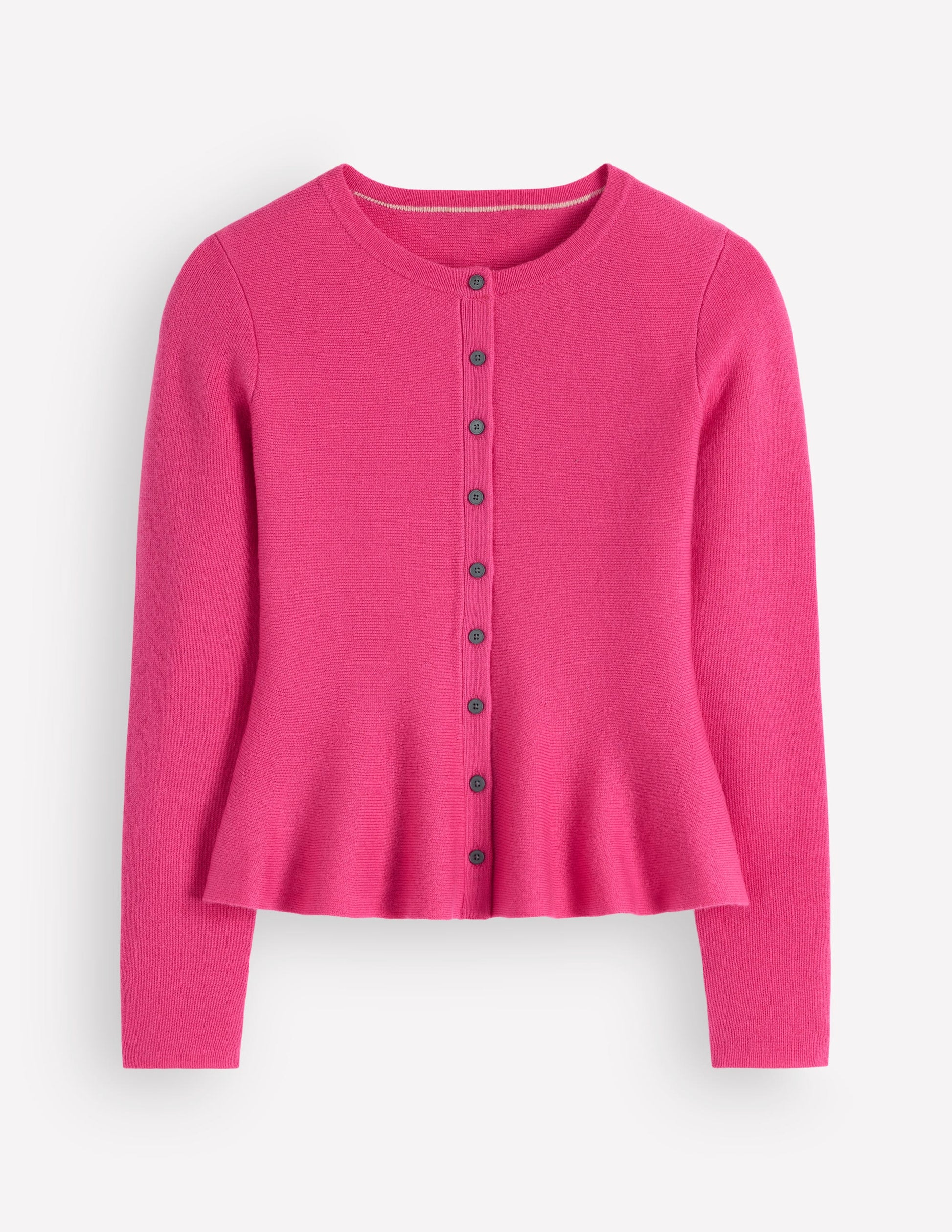 Fitted Wool Peplum Cardigan-Pink-6