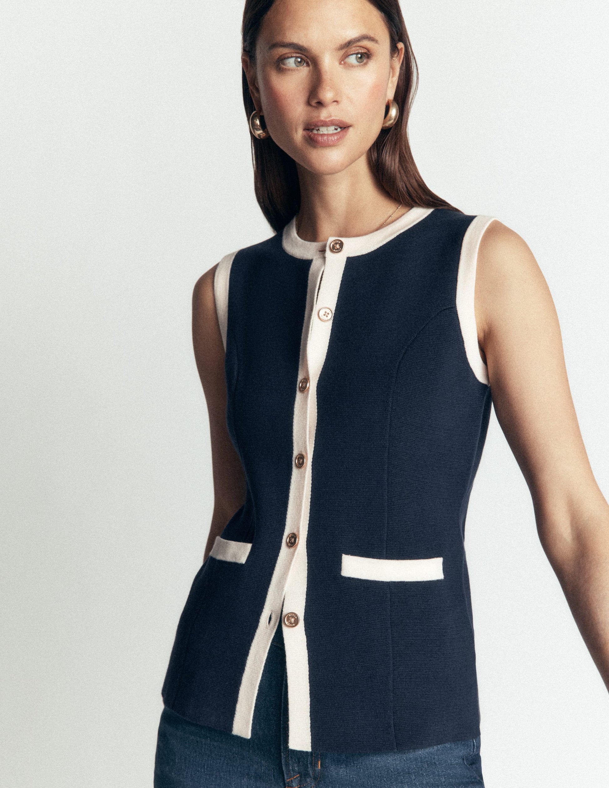 Crew Milano Waistcoat-Navy-2