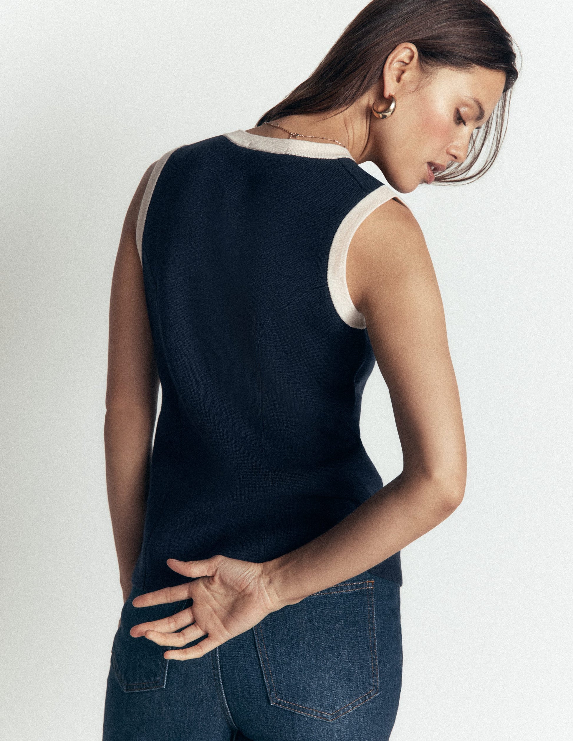 Crew Milano Waistcoat-Navy-3