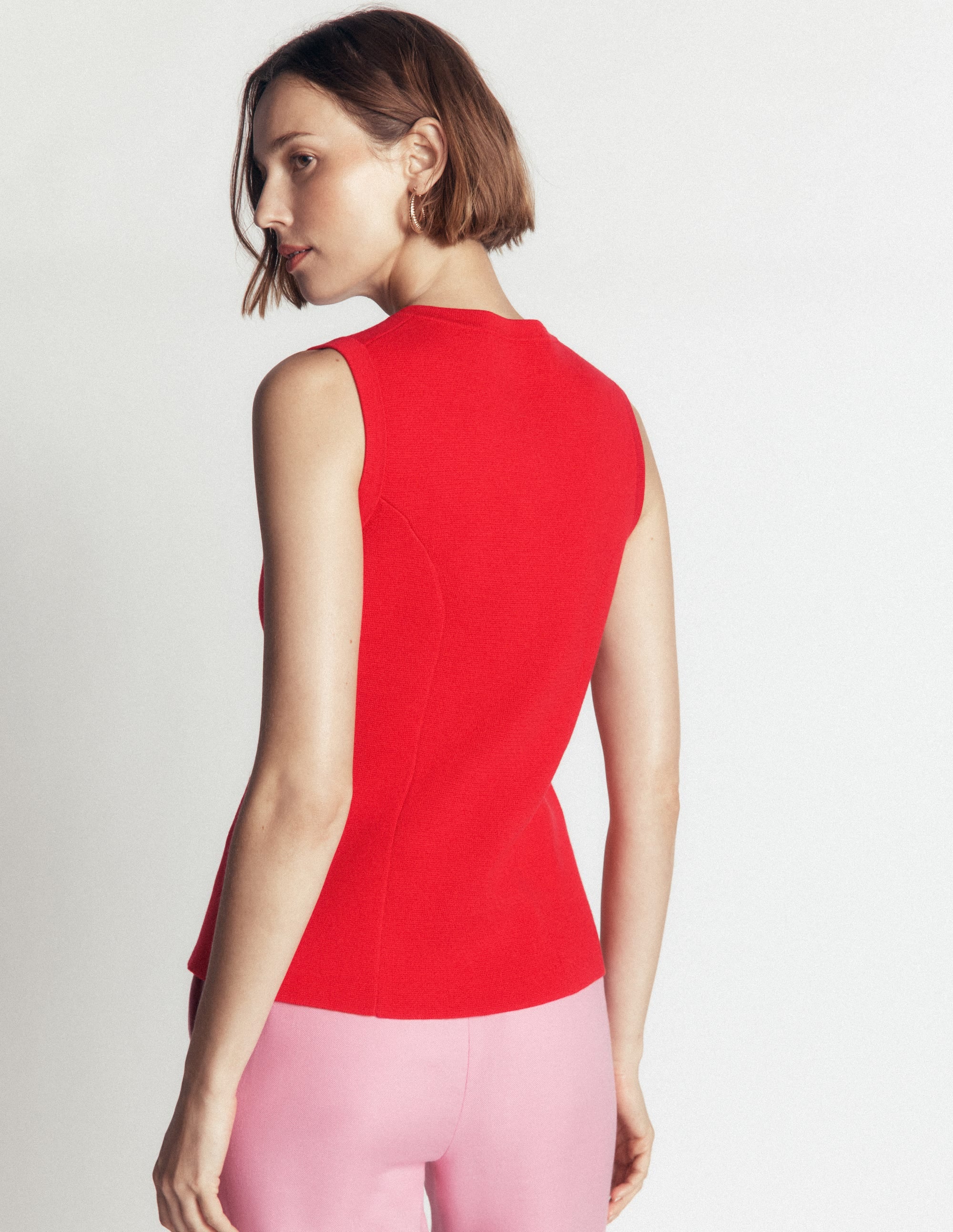 Crew Milano Knit Waistcoat-Poppy Red - Image 4