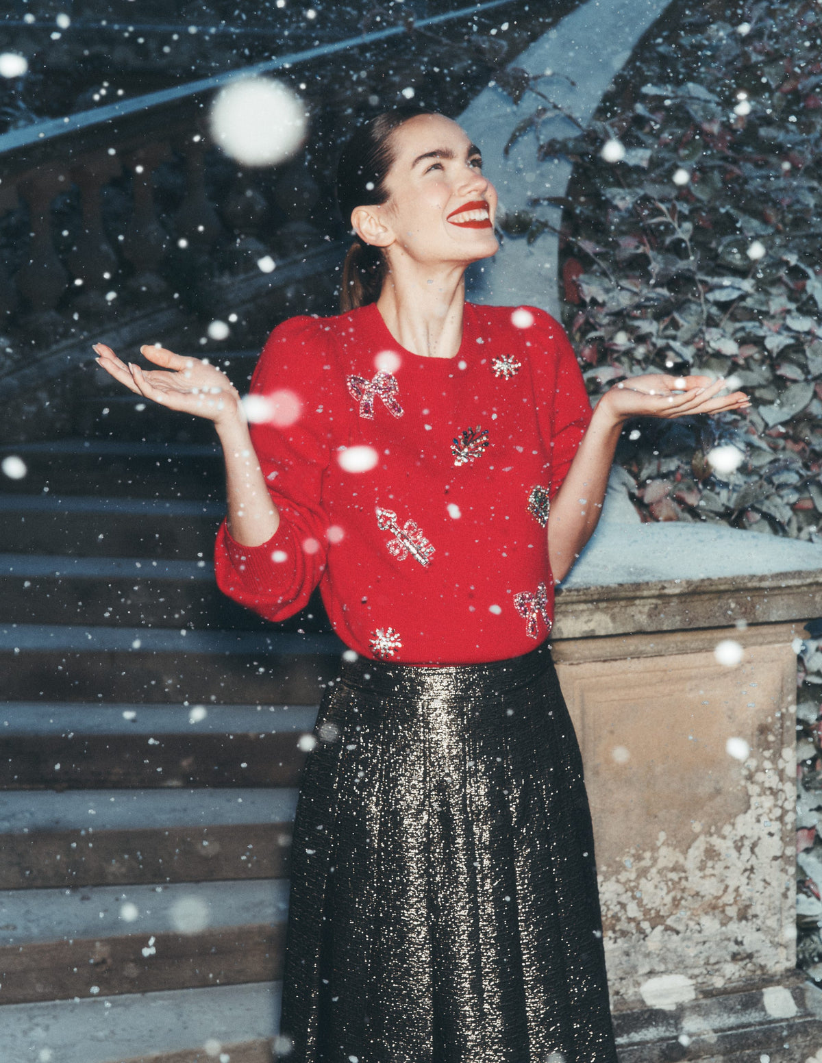 Ria Embellished Knit Jumper-Red Christmas-6