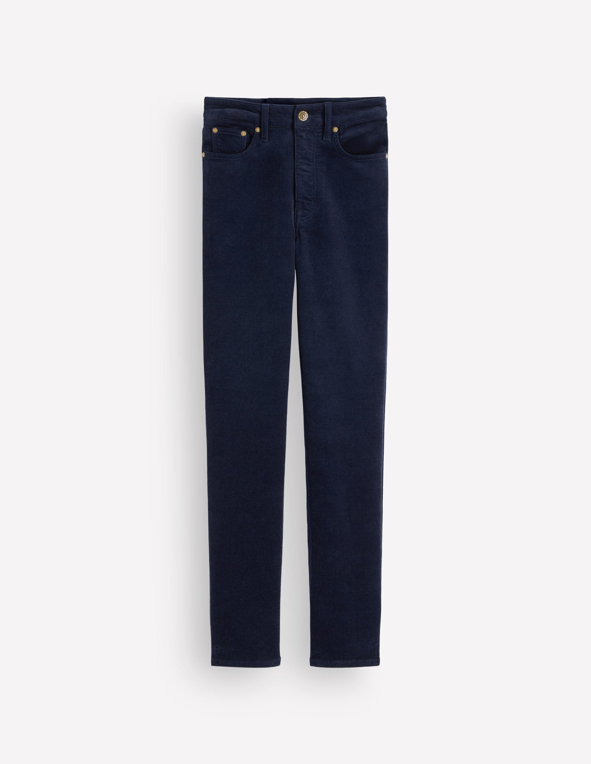 High Rise Cord Slim Jeans-Navy-6