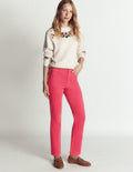 High Rise Cord Slim Jeans-Holly Berry