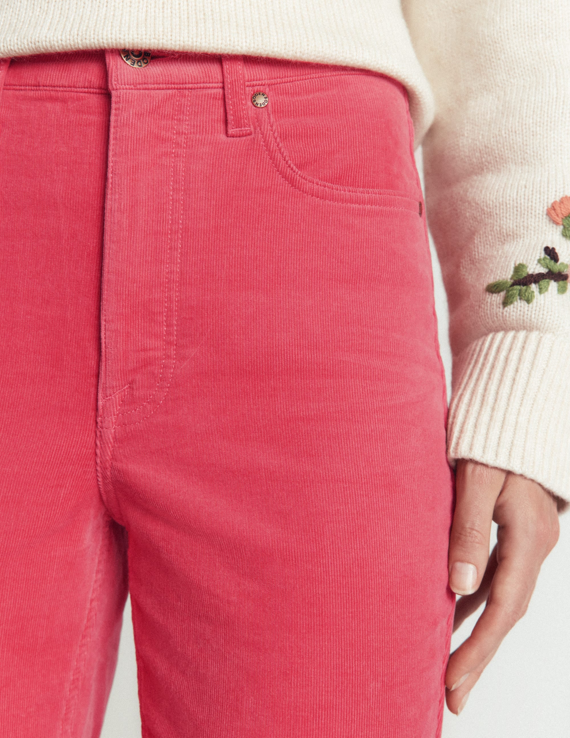 High Rise Cord Slim Jeans-Holly Berry - Image 6