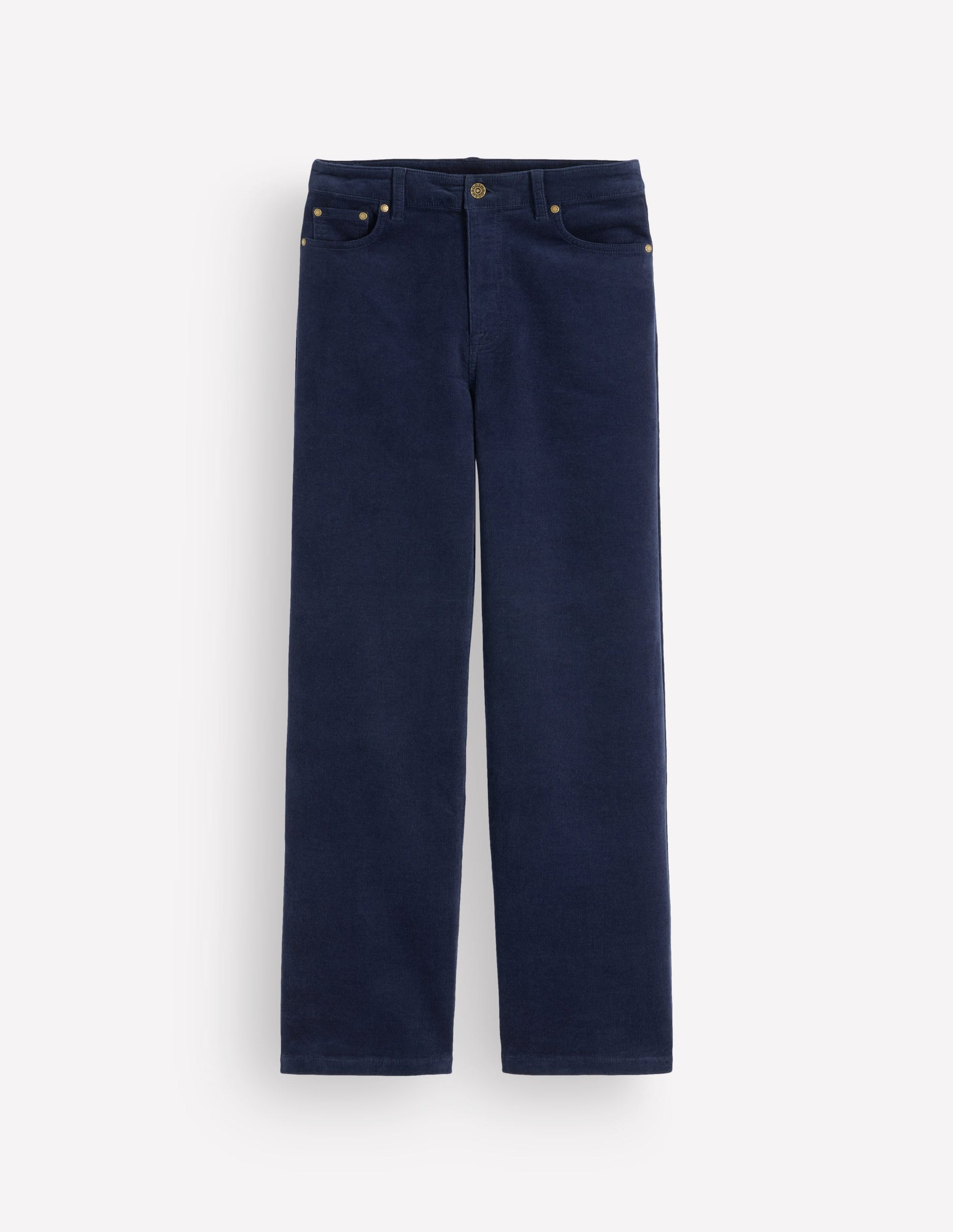 High Rise Cord Column Jeans-Navy-7