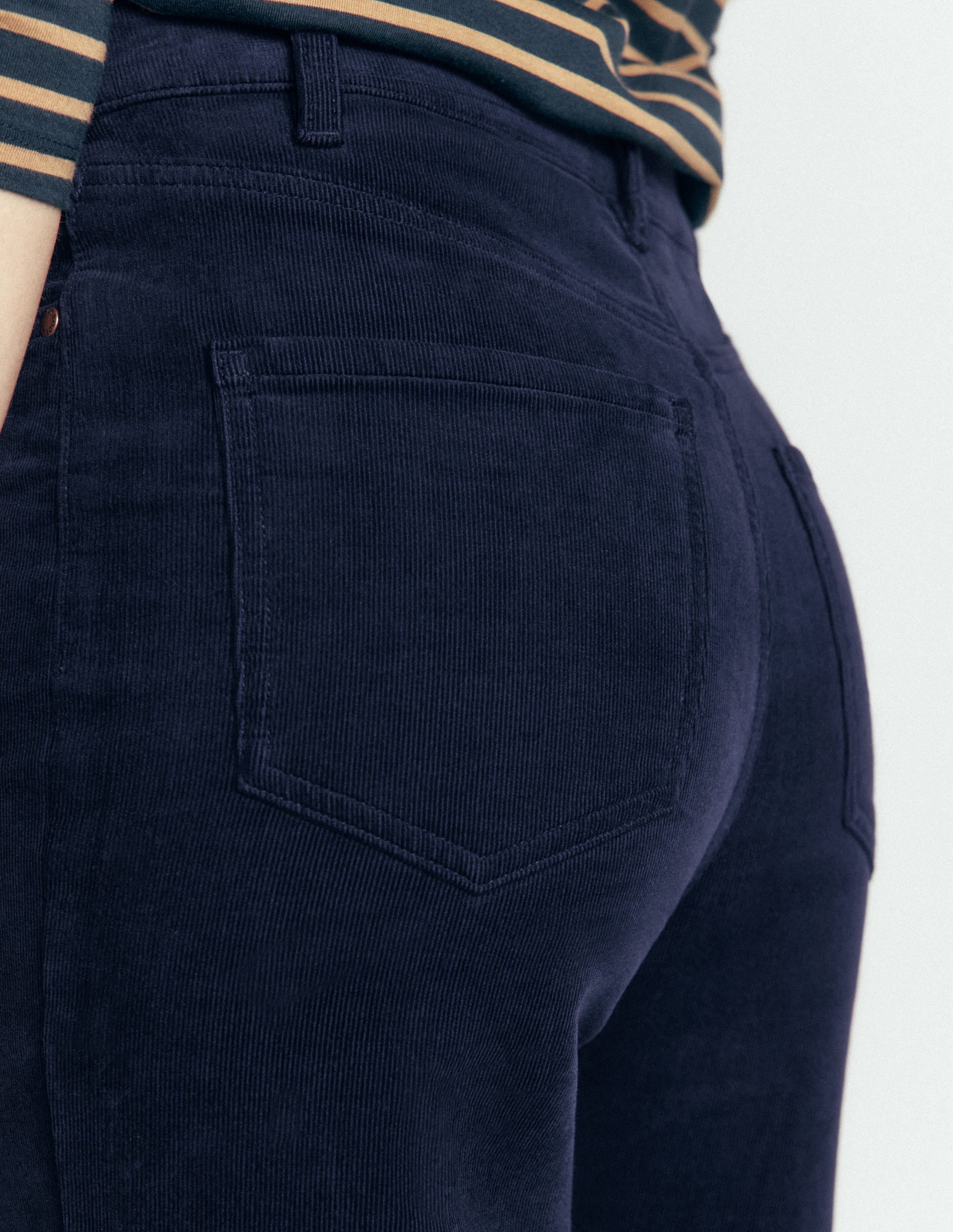 High Rise Cord Column Jeans-Navy - Image 6