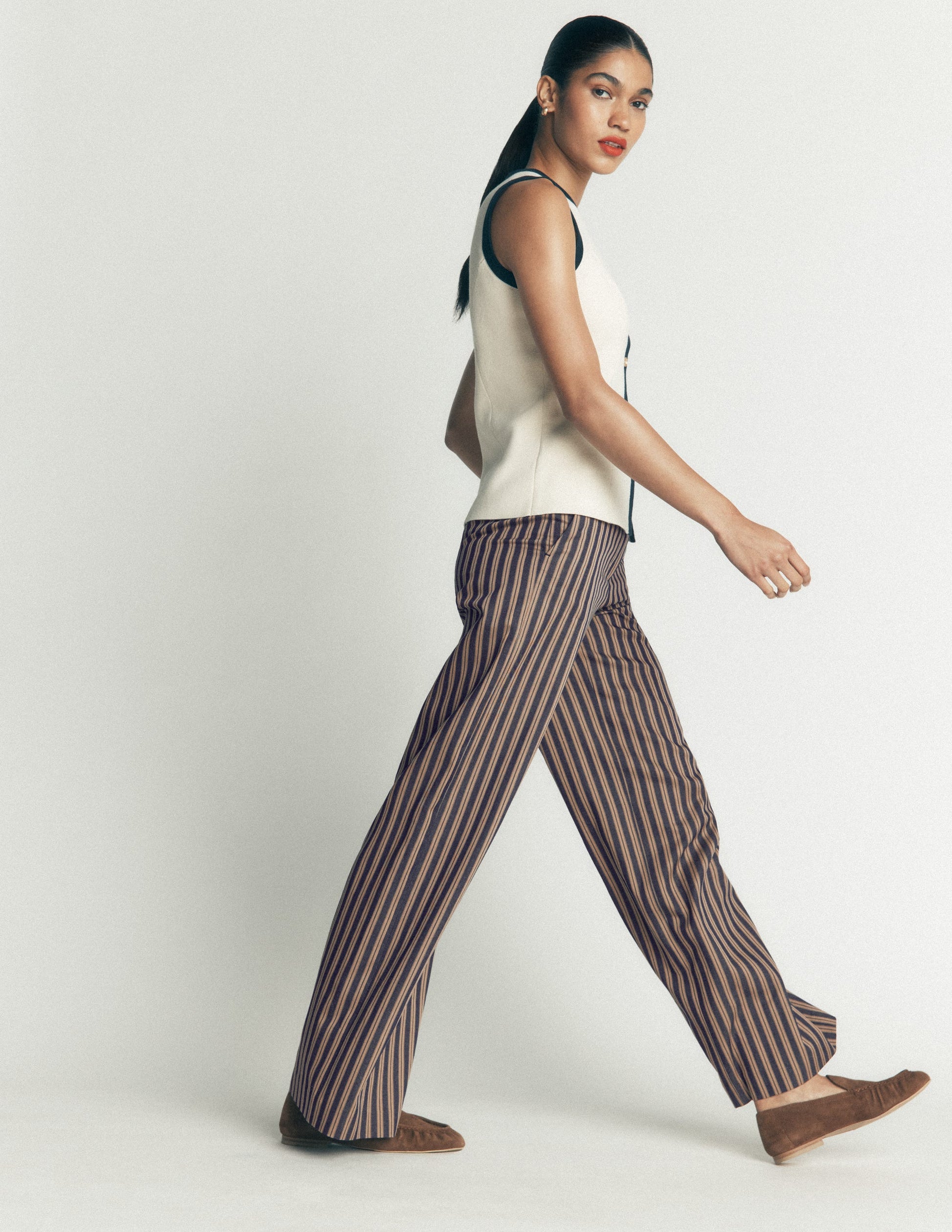 Belgravia Tailored Trousers-Navy, Camel Stripe-4