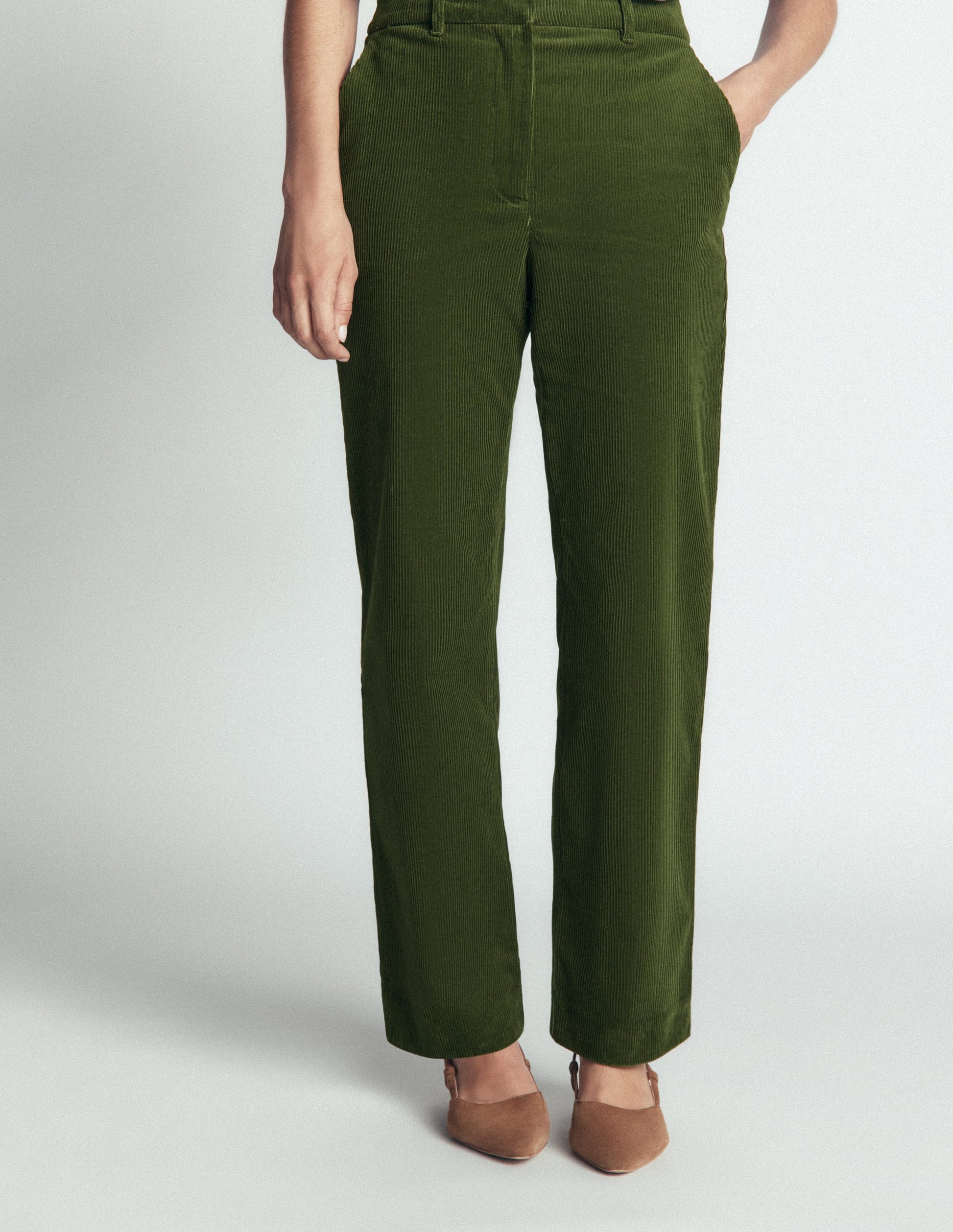 Canonbury Cord Trousers-Forest Green-4