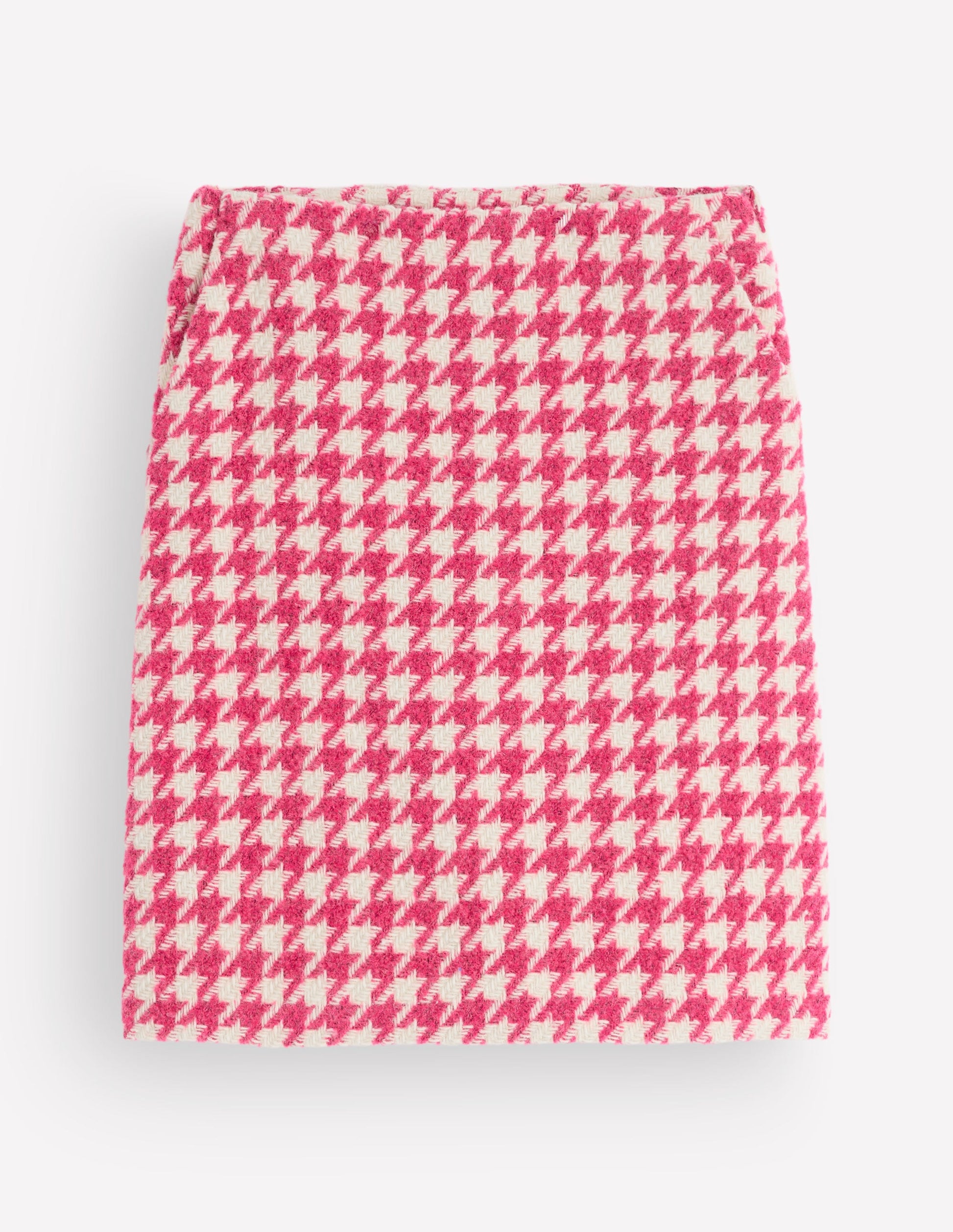 Wool Blend A-Line Skirt-Pink Dogstooth-8