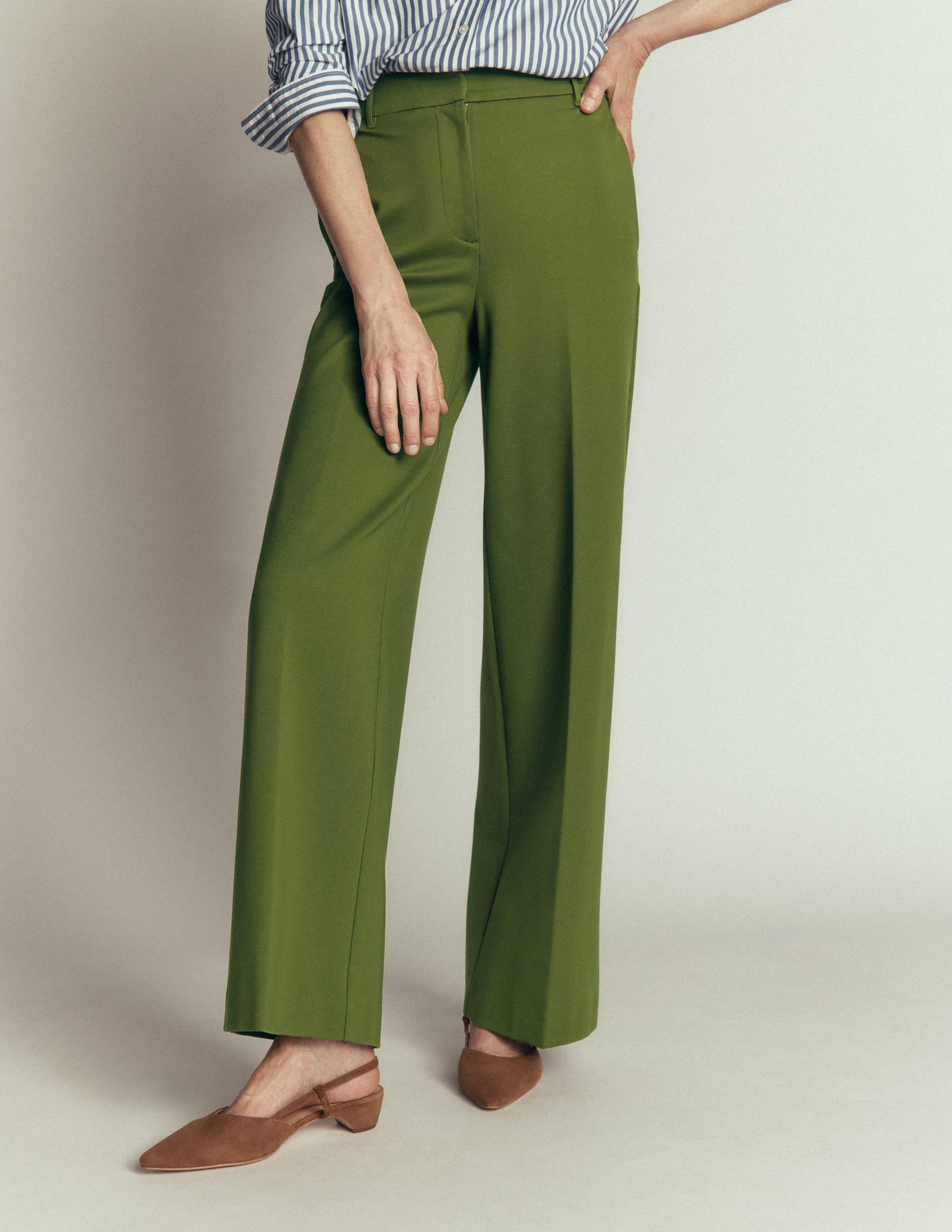 Belgravia Ponte Trousers-Forest Green - Image 3
