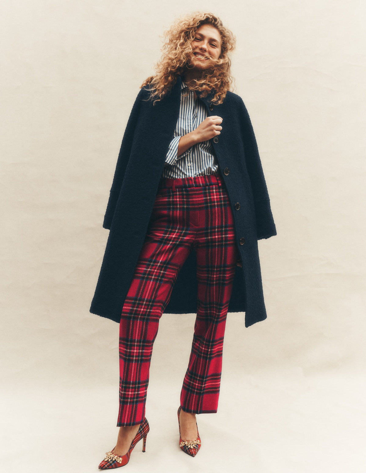 Canonbury Wool Blend Trousers-Red Check-1