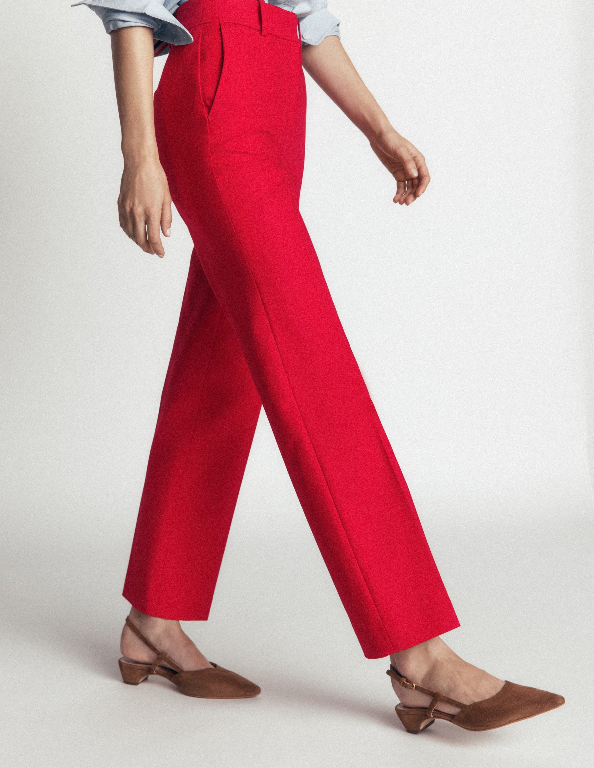 Canonbury Cotton 7/8 Trousers-Salsa Red-4