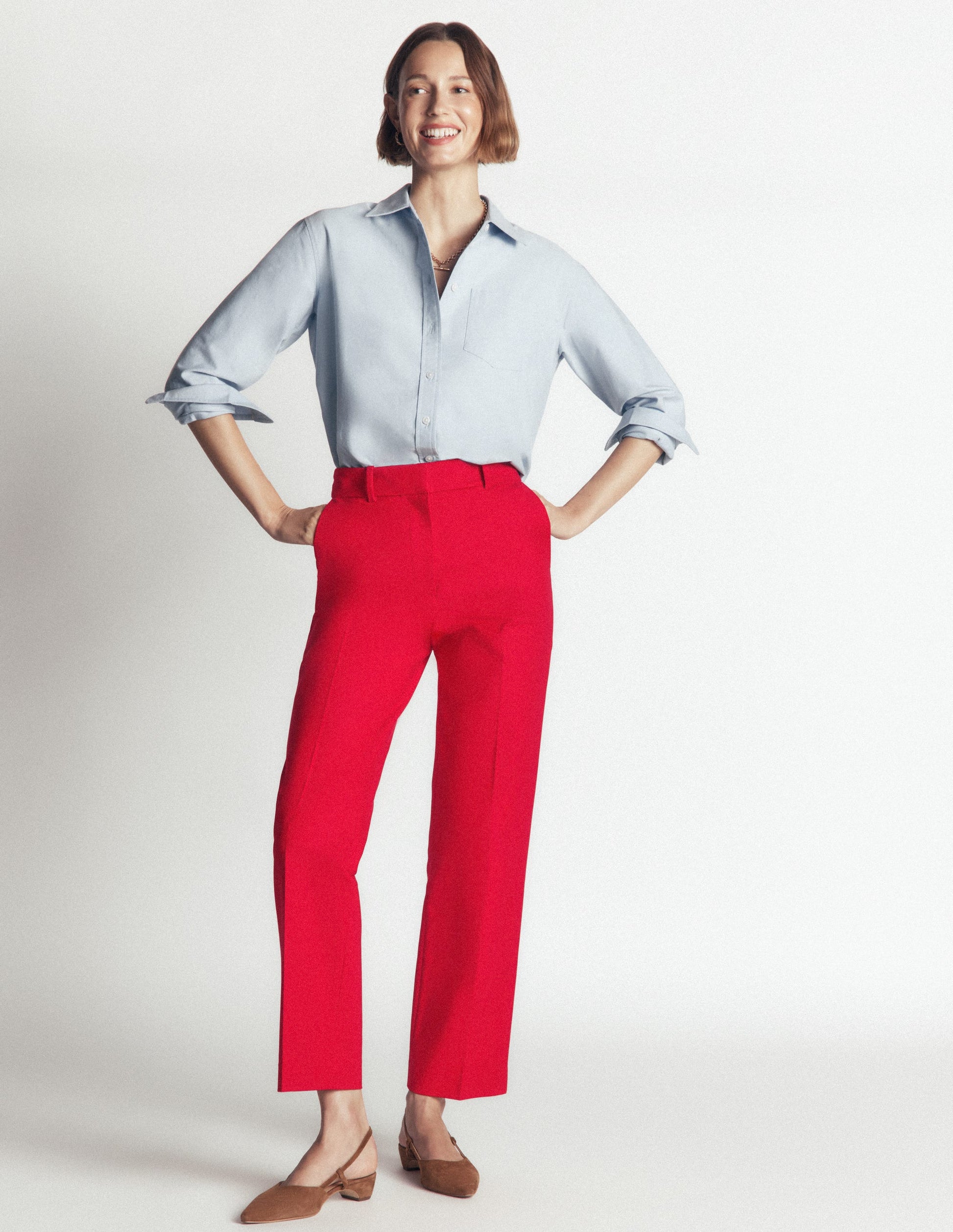 Canonbury Cotton 7/8 Trousers-Salsa Red-5