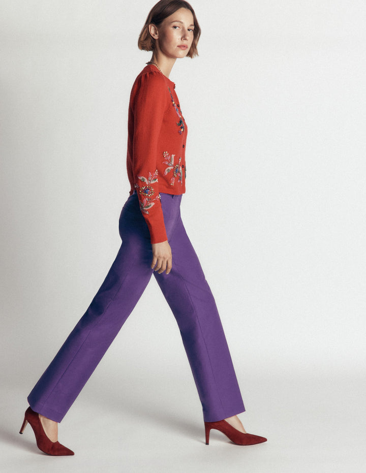 Canonbury Cotton Trousers-Deep Grape