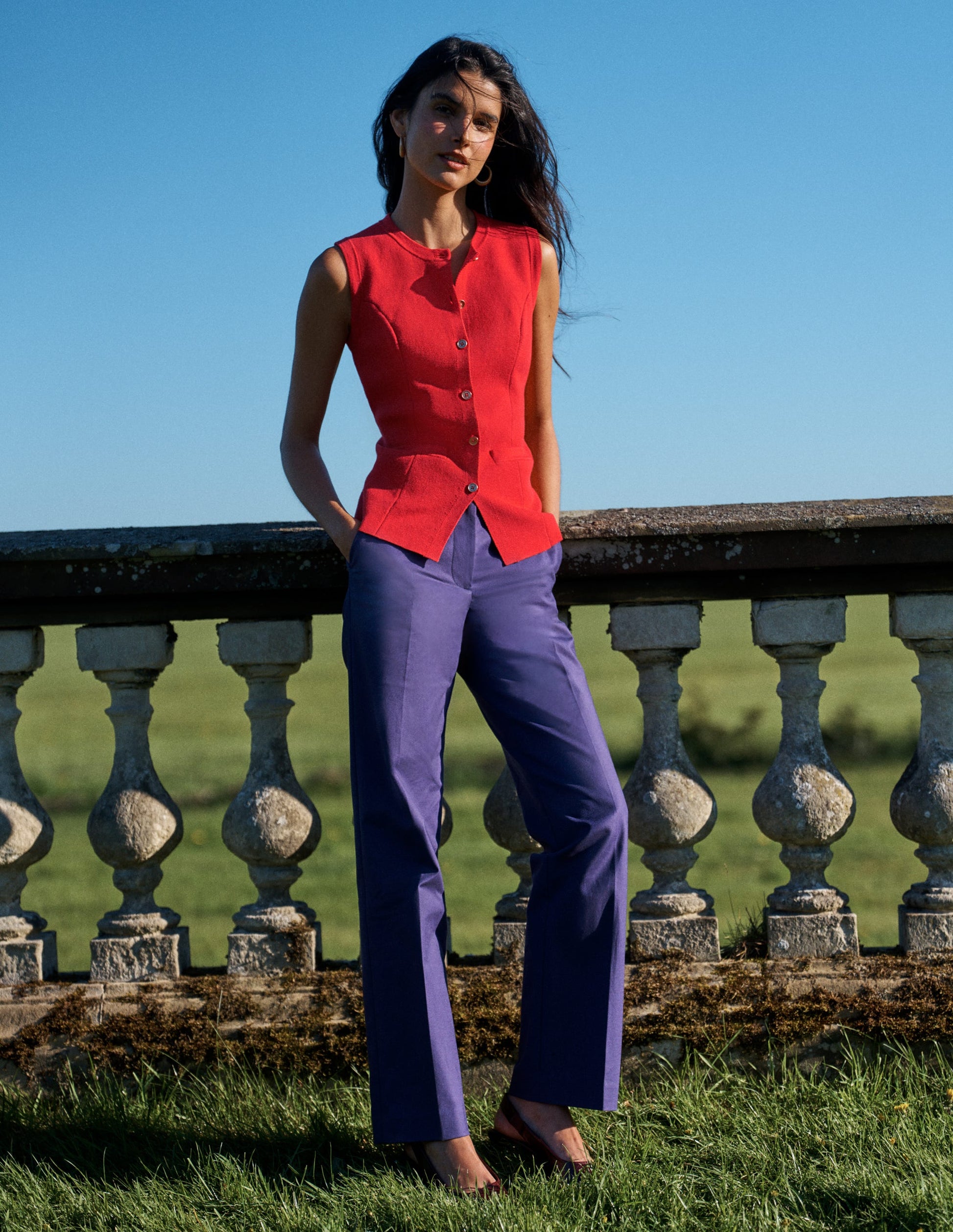 Canonbury Cotton Trousers-Deep Grape-1