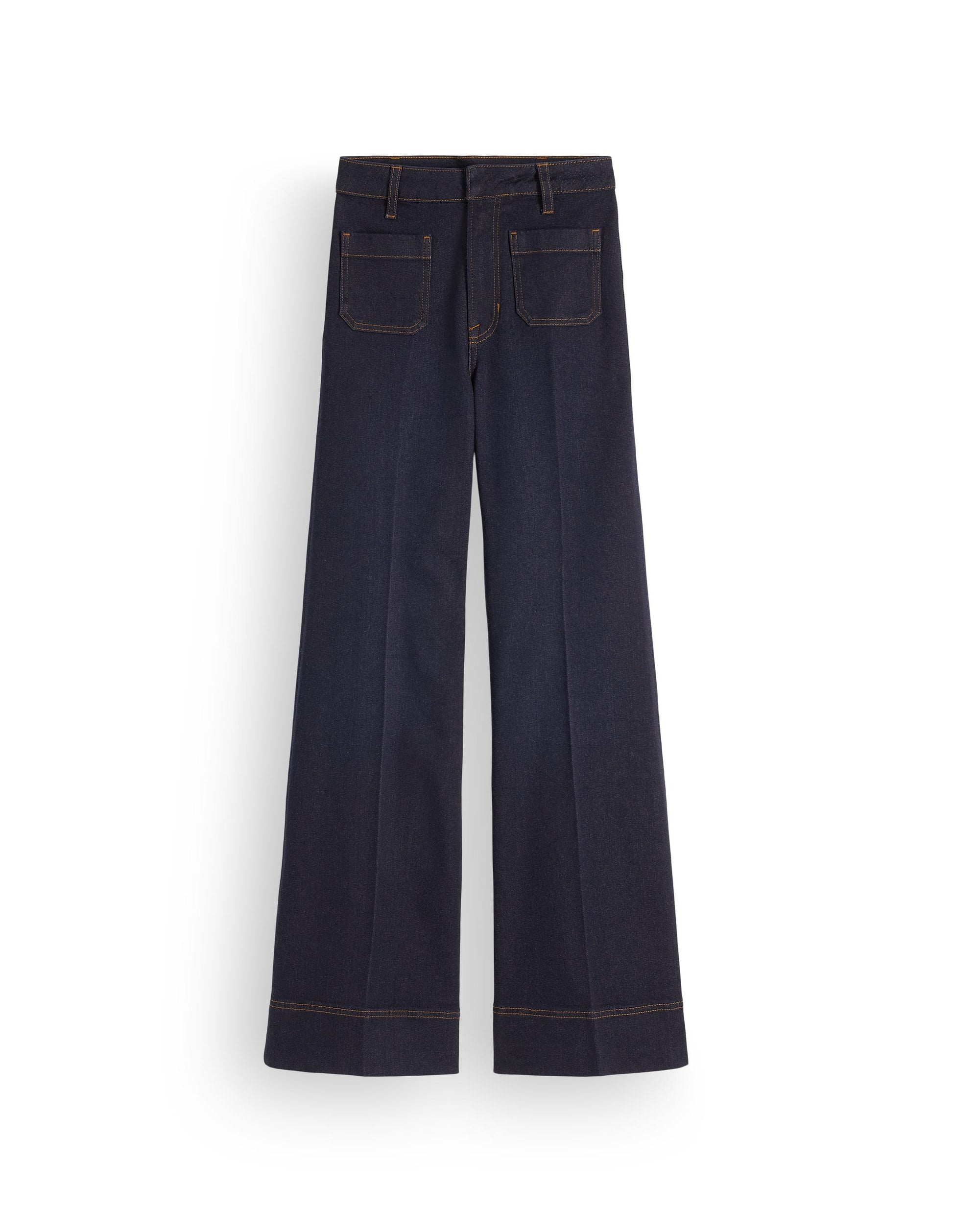 Patch Pocket Flare Jeans-Indigo-6