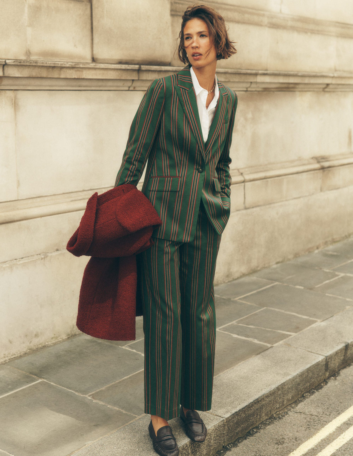 Canonbury Tailored Trousers-Green Stripe - Image 1
