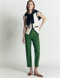 Slim Leg Cotton Trousers-Dark Green