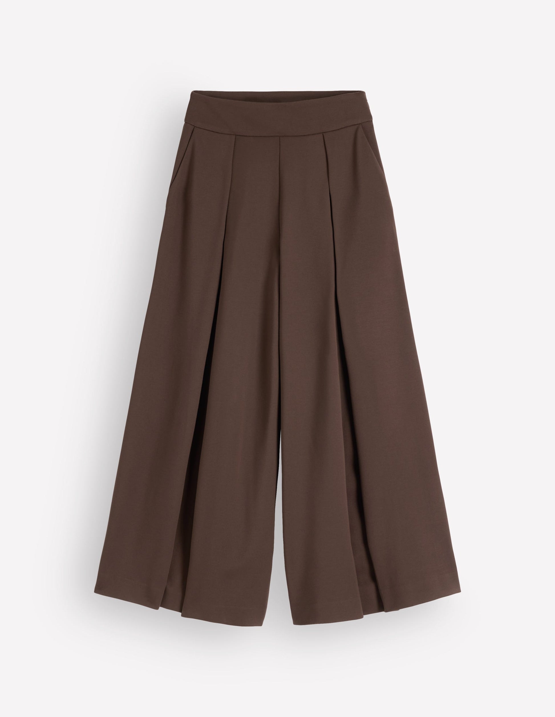 Single Pleat Ponte Culottes-Bitter Chocolate-5