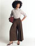 Single Pleat Ponte Culottes-Bitter Chocolate
