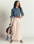 Wide Leg Culotte Jeans-Ecru