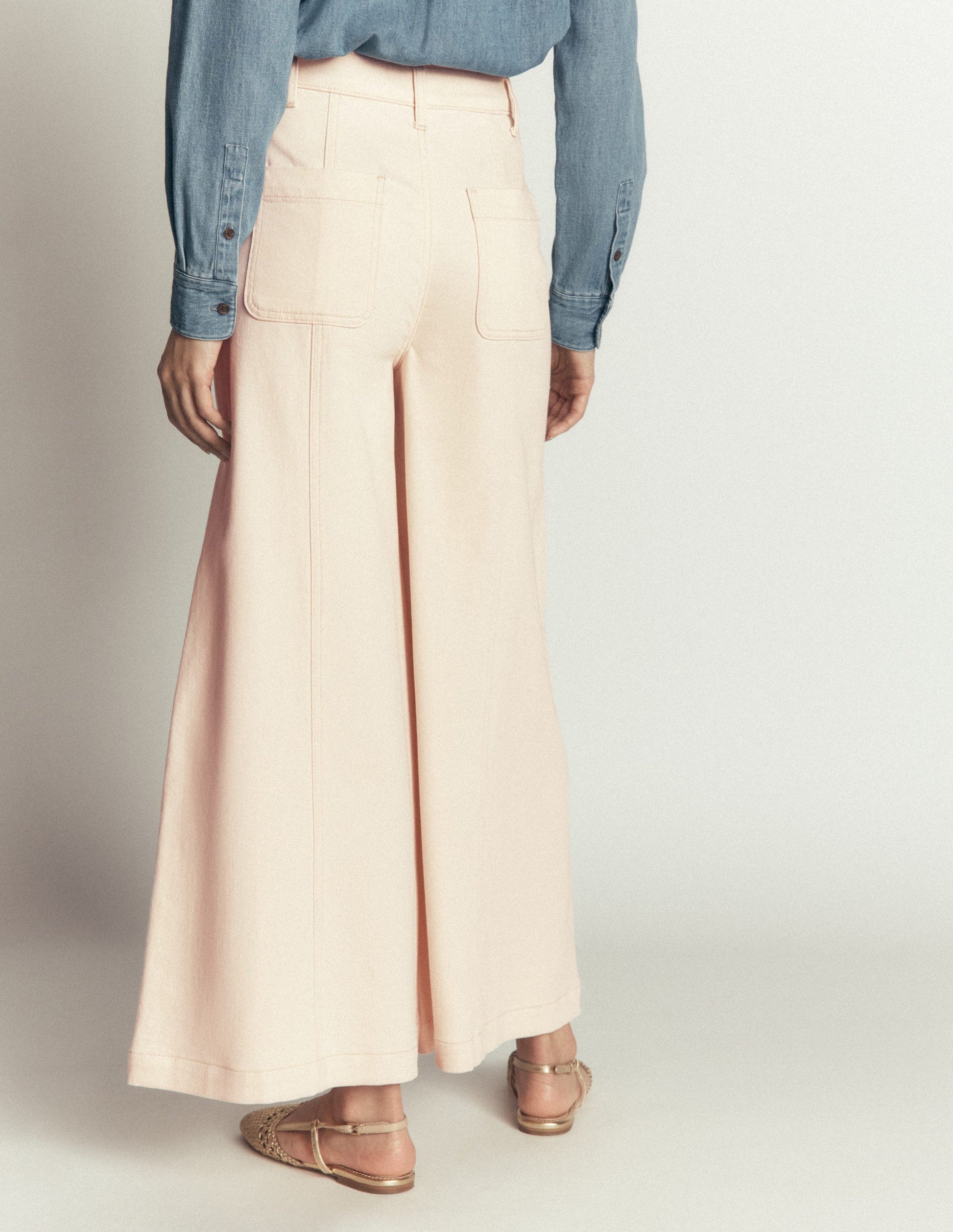 Wide Leg Culotte Jeans-Ecru-3