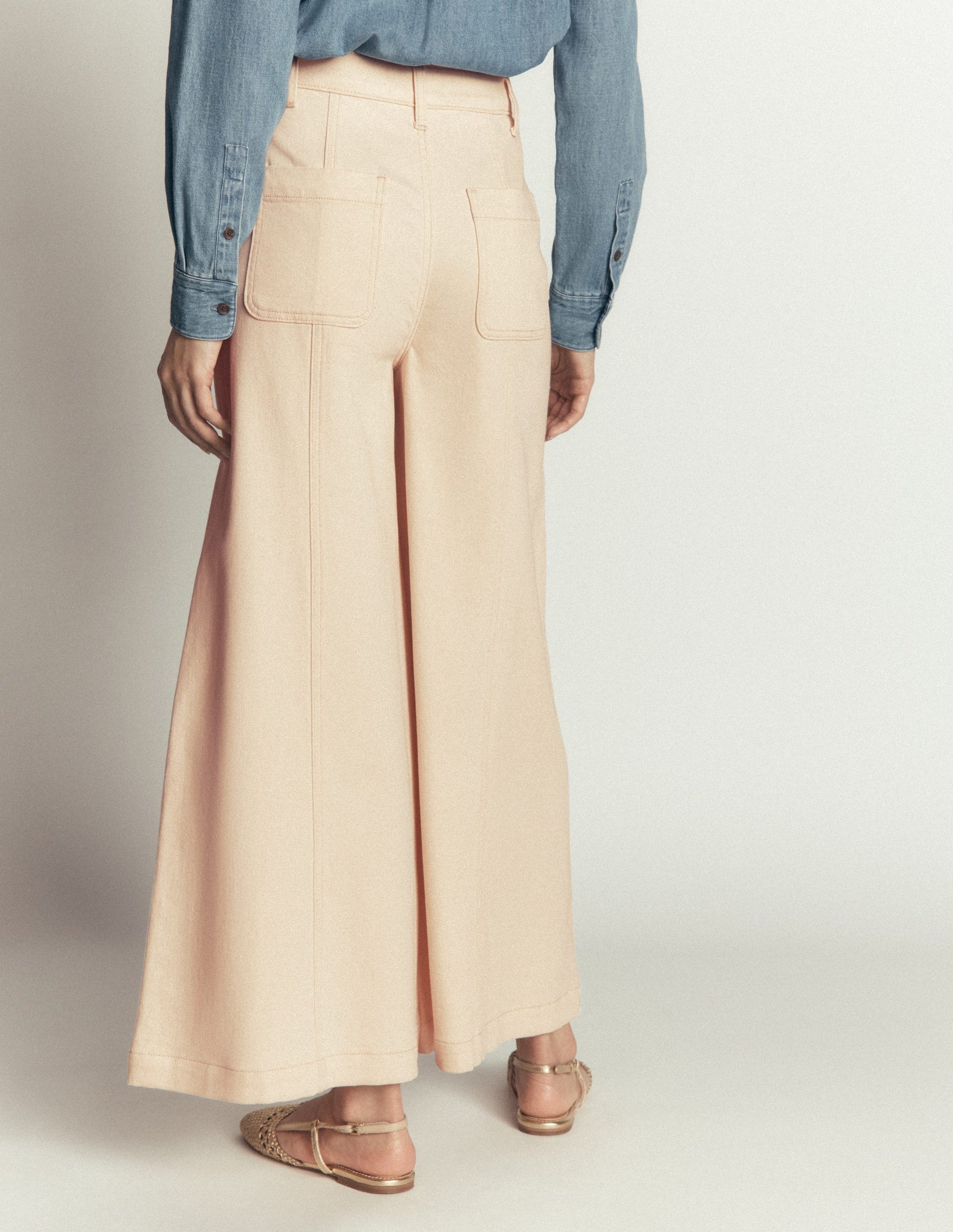 Wide Leg Culotte Jeans-Ecru-3
