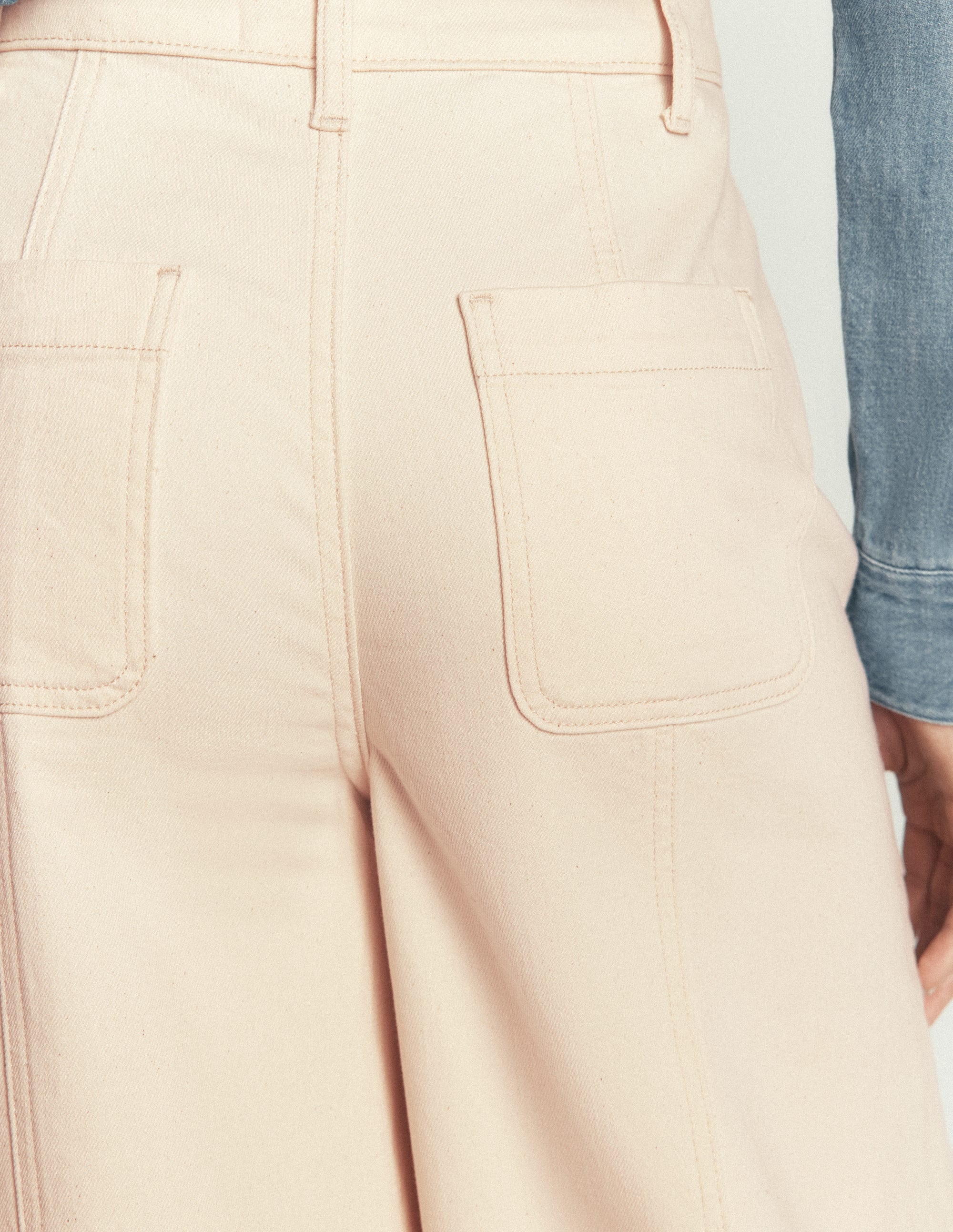 Wide Leg Culotte Jeans-Ecru - Image 5