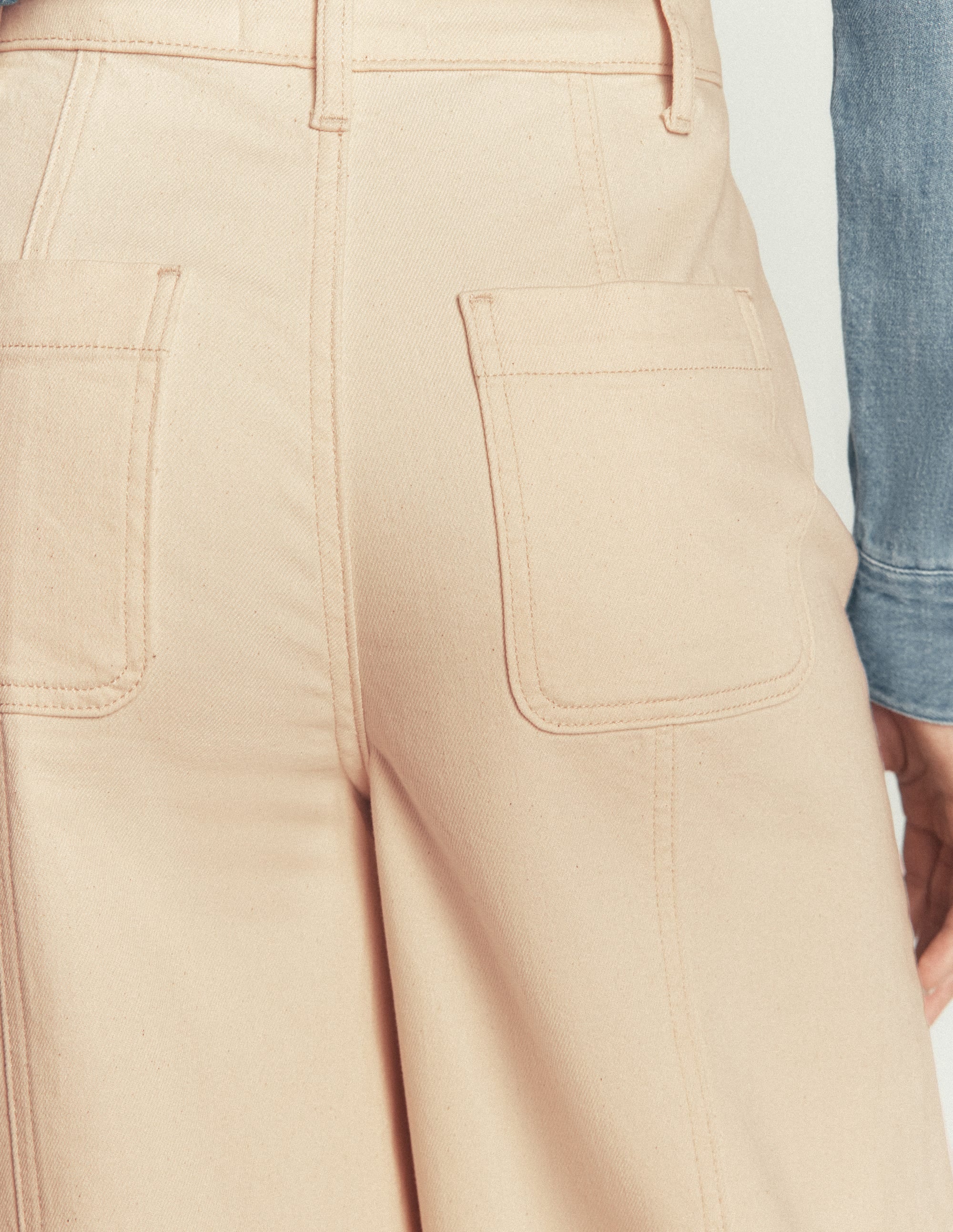 Wide Leg Culotte Jeans-Ecru - Image 5