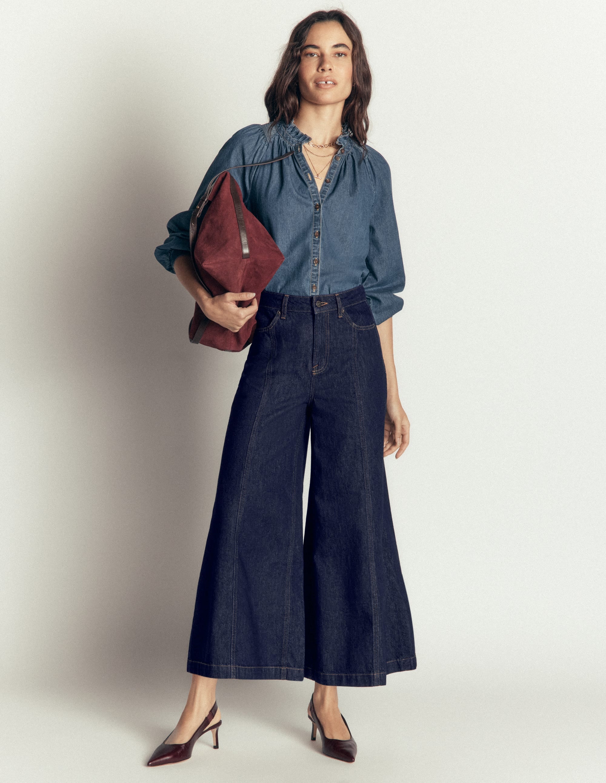 Wide Leg Culotte Jeans-Indigo - Image 1