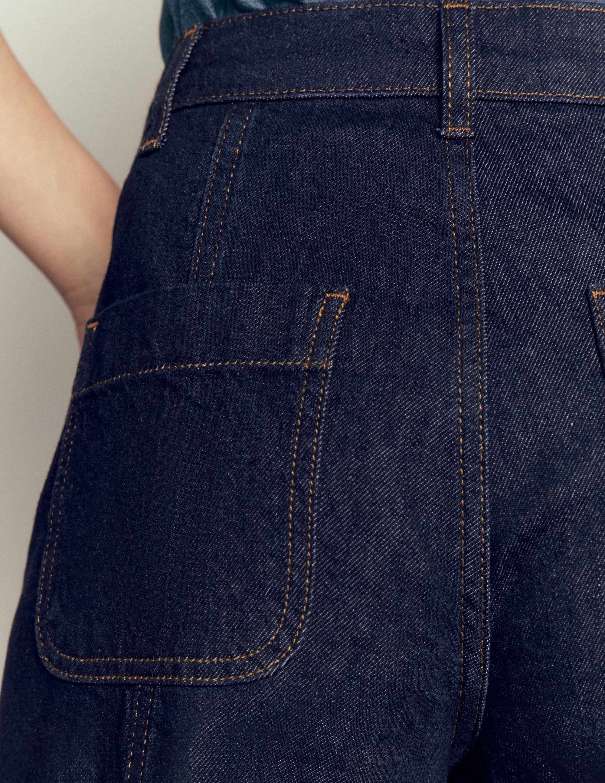 Wide Leg Culotte Jeans-Indigo - Image 5