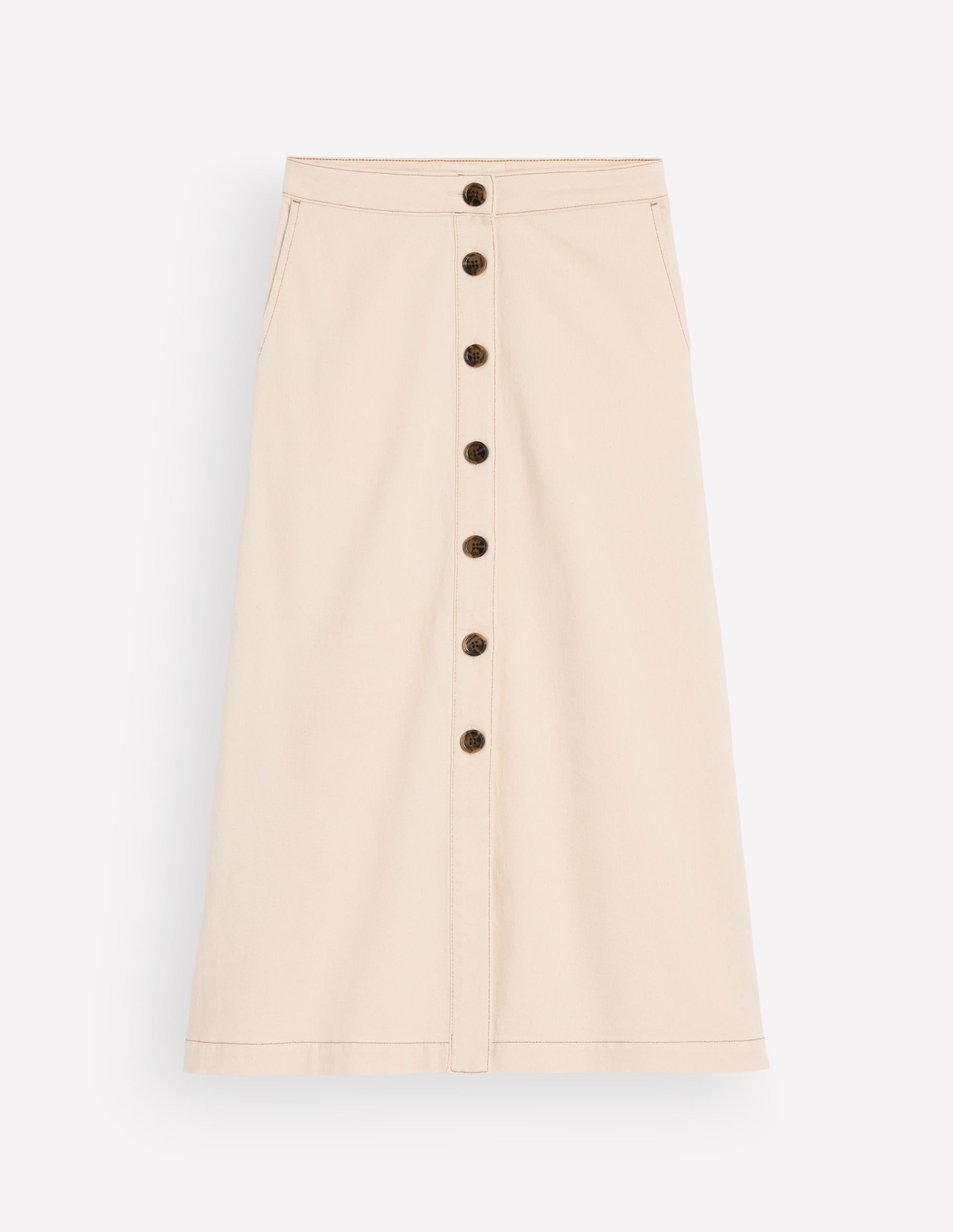 Val Button Denim Midi Skirt-Ecru - Image 5