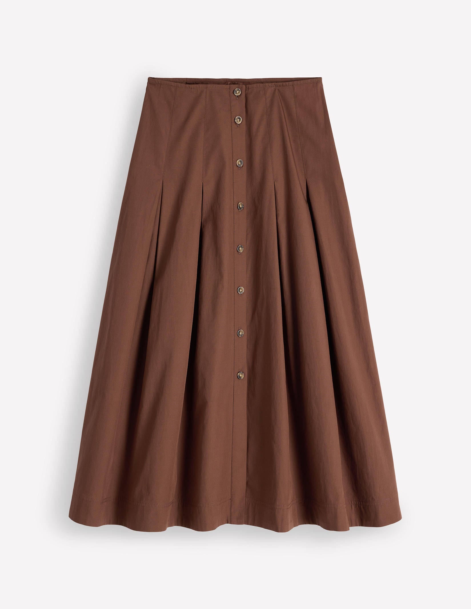 High Waist Pleated Skirt-Raw Umber-6