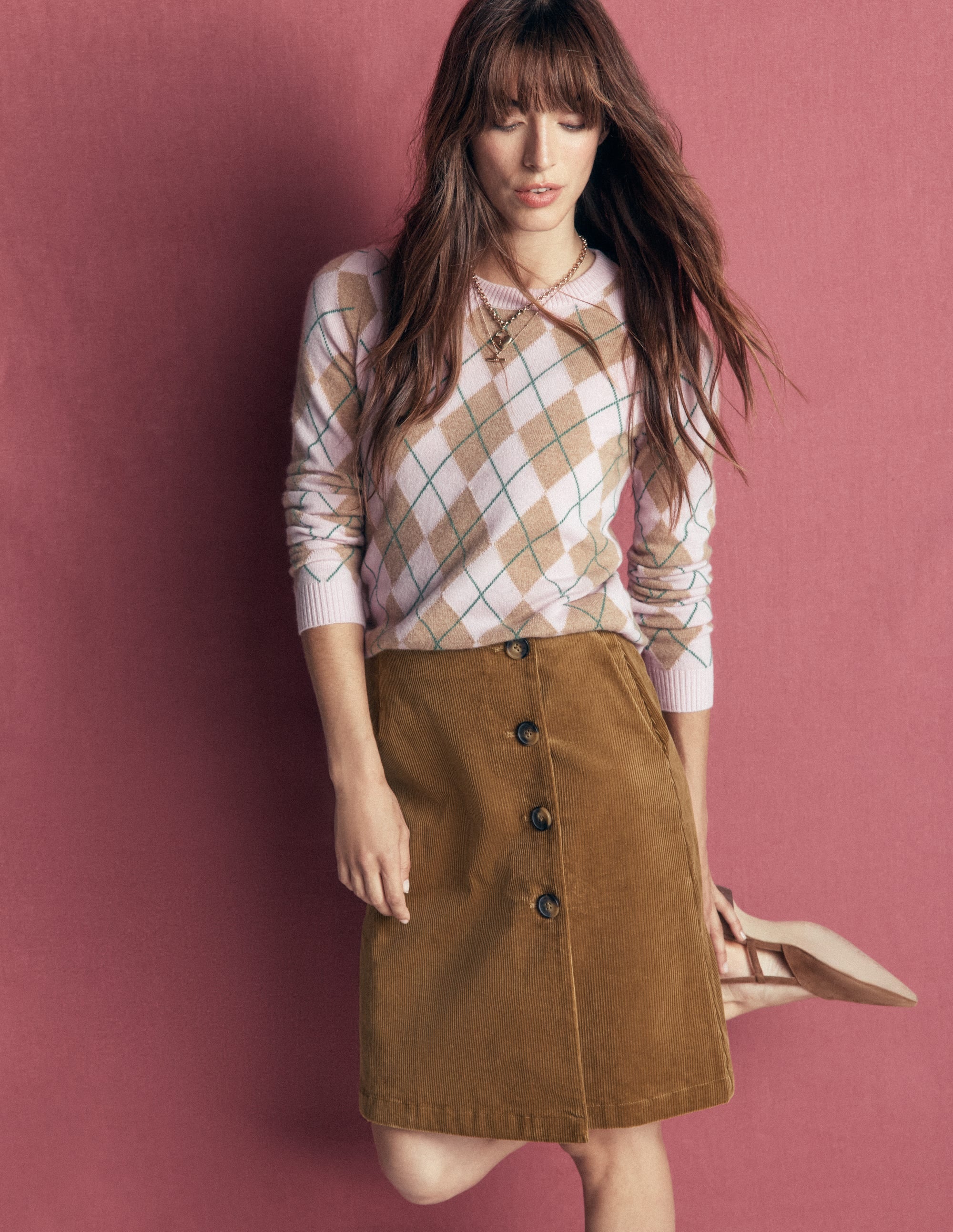 Evelyn Button Cord Wrap Skirt-Gingerbread - Image 1