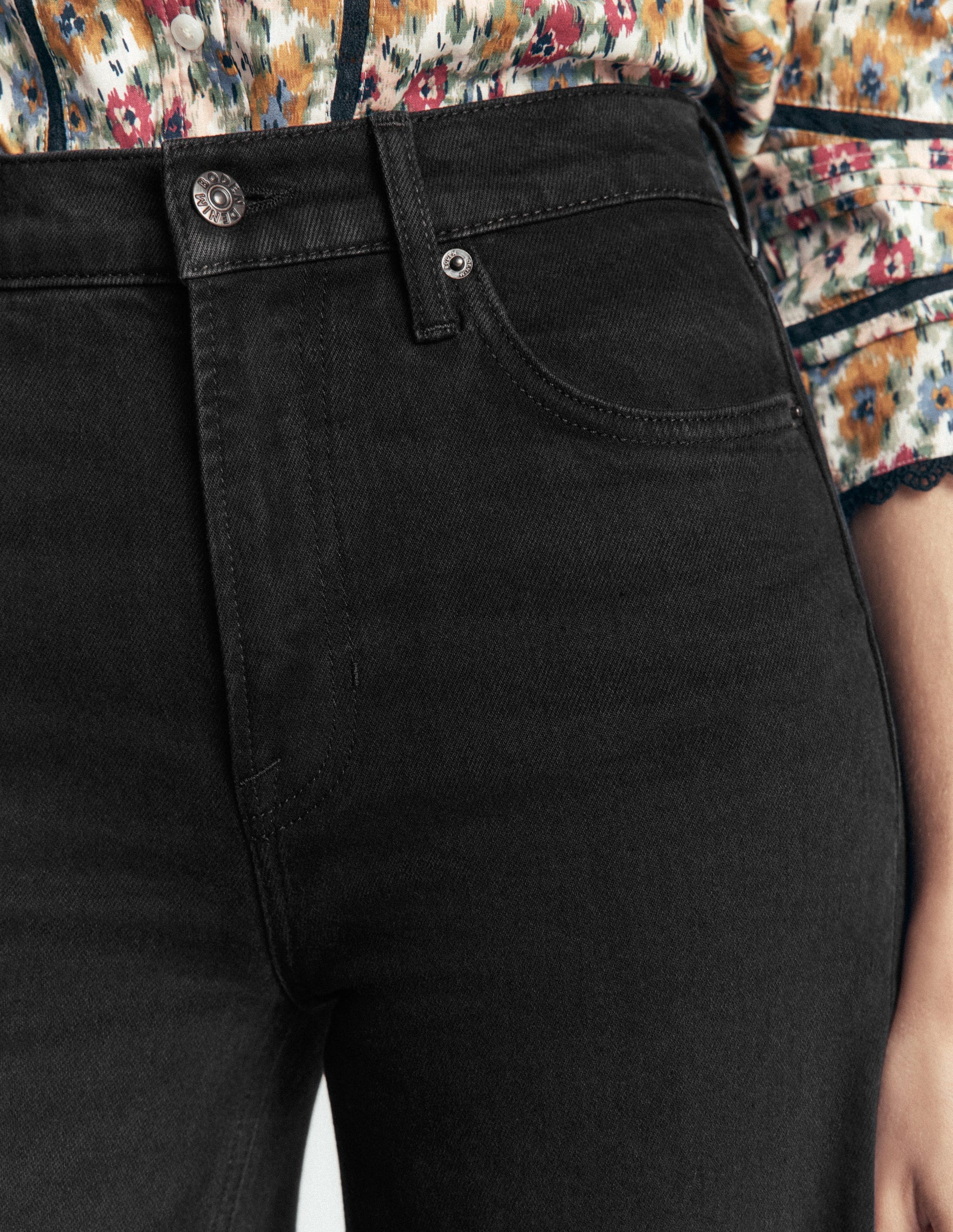 High Rise Wide Leg Jeans-Washed Black-6