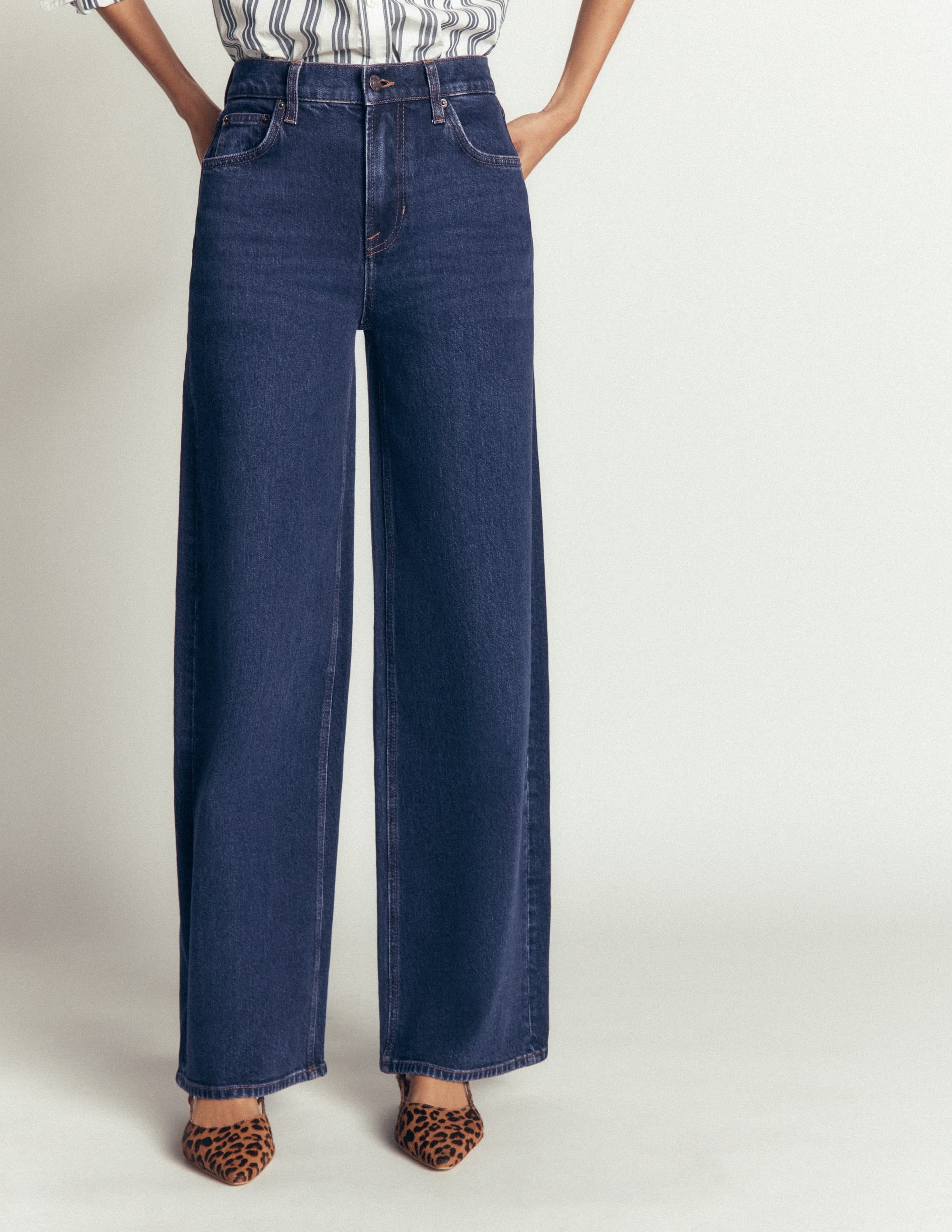High Rise Wide Leg Jeans-Indigo Rinse - Image 4