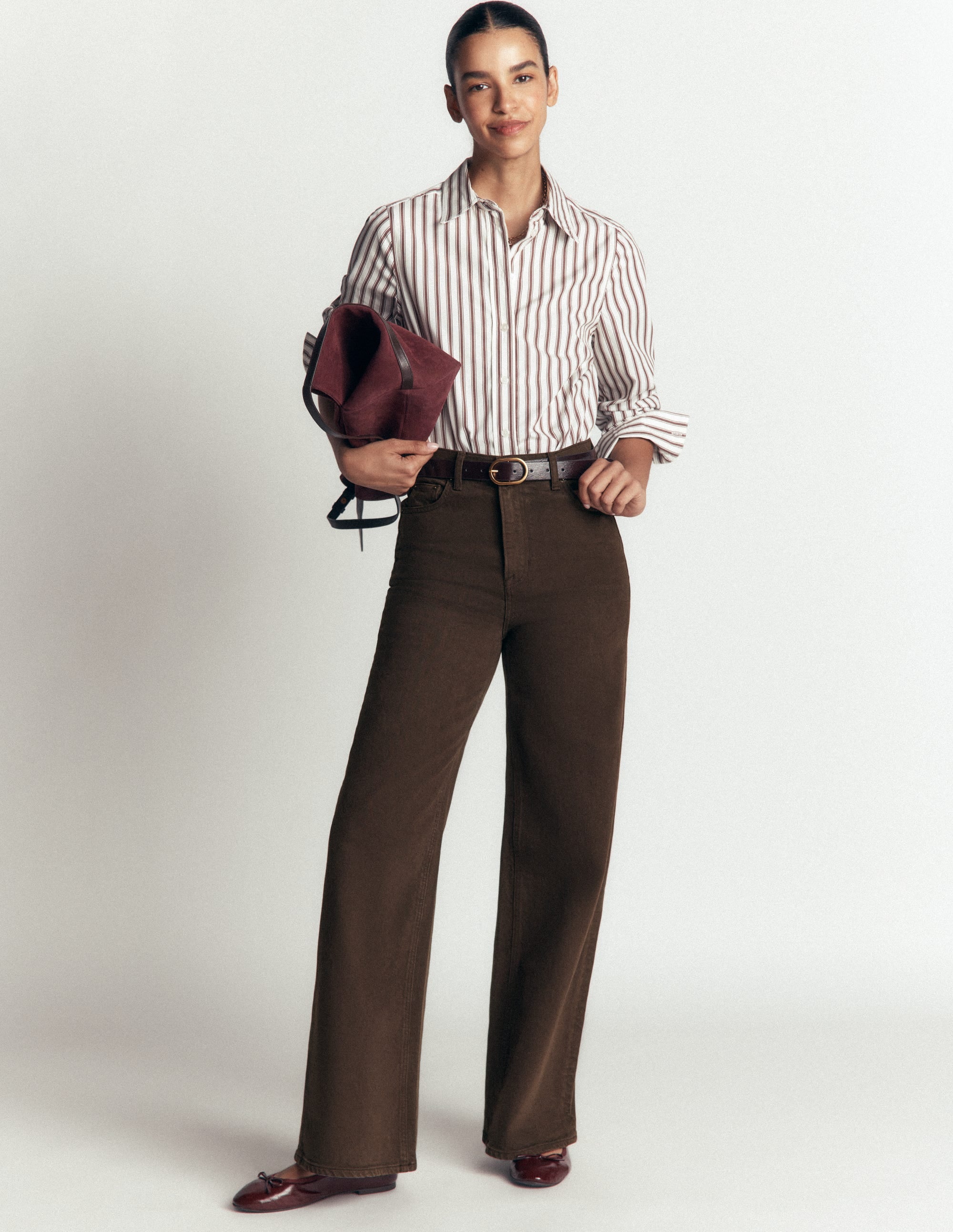 High Rise Wide Leg Jeans-Dark Chocolate - Image 1