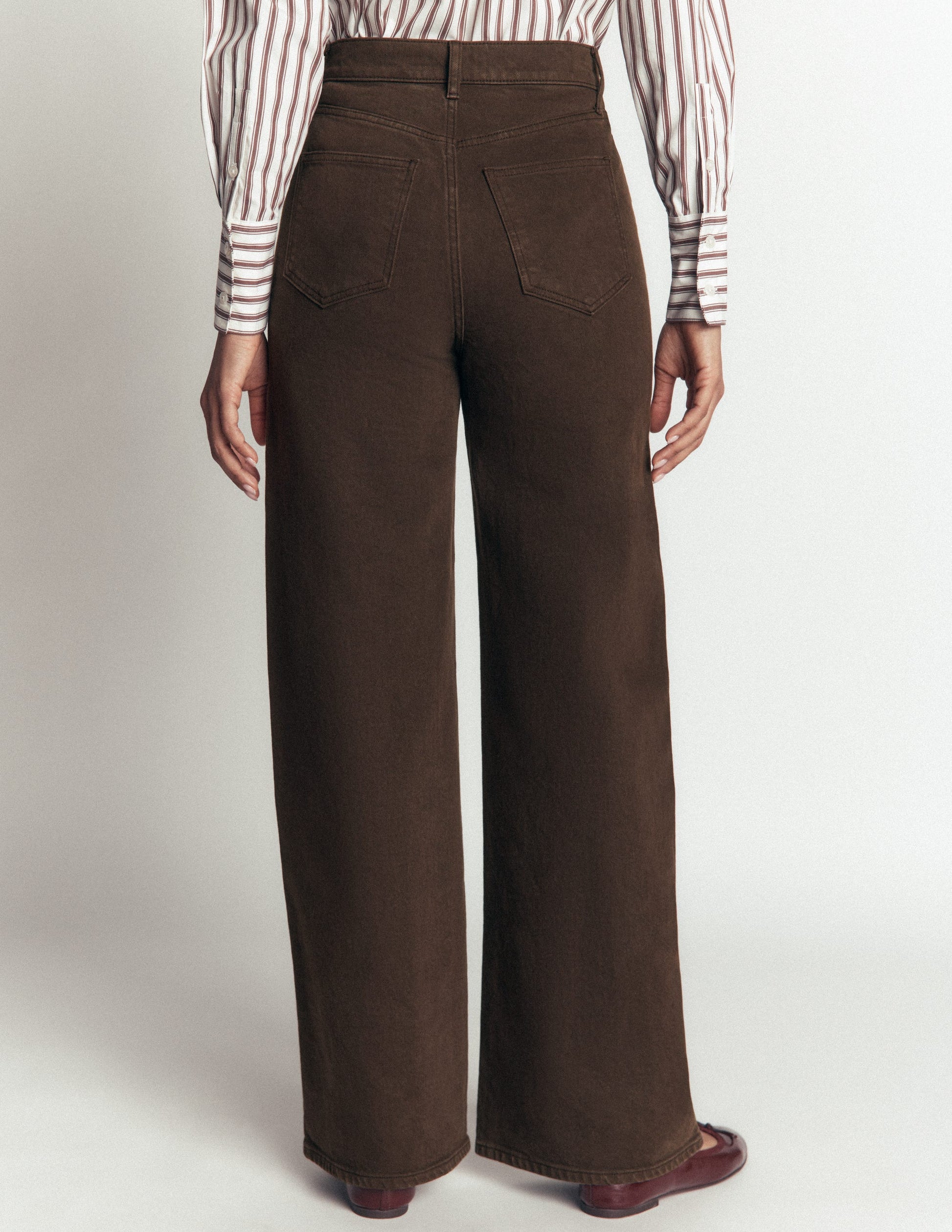 High Rise Wide Leg Jeans-Dark Chocolate-3