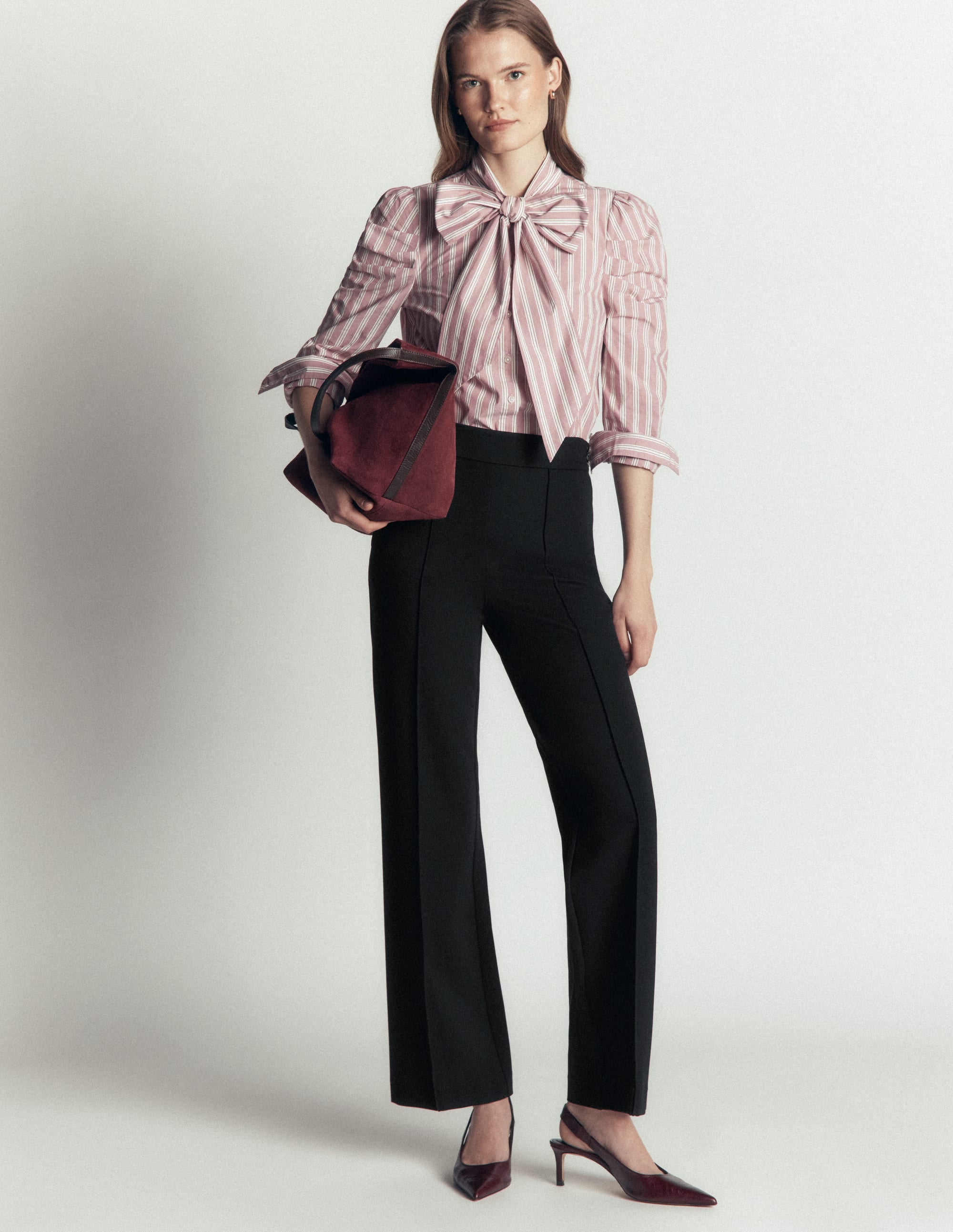 Straight Leg Ponte Trousers-Black - Image 1