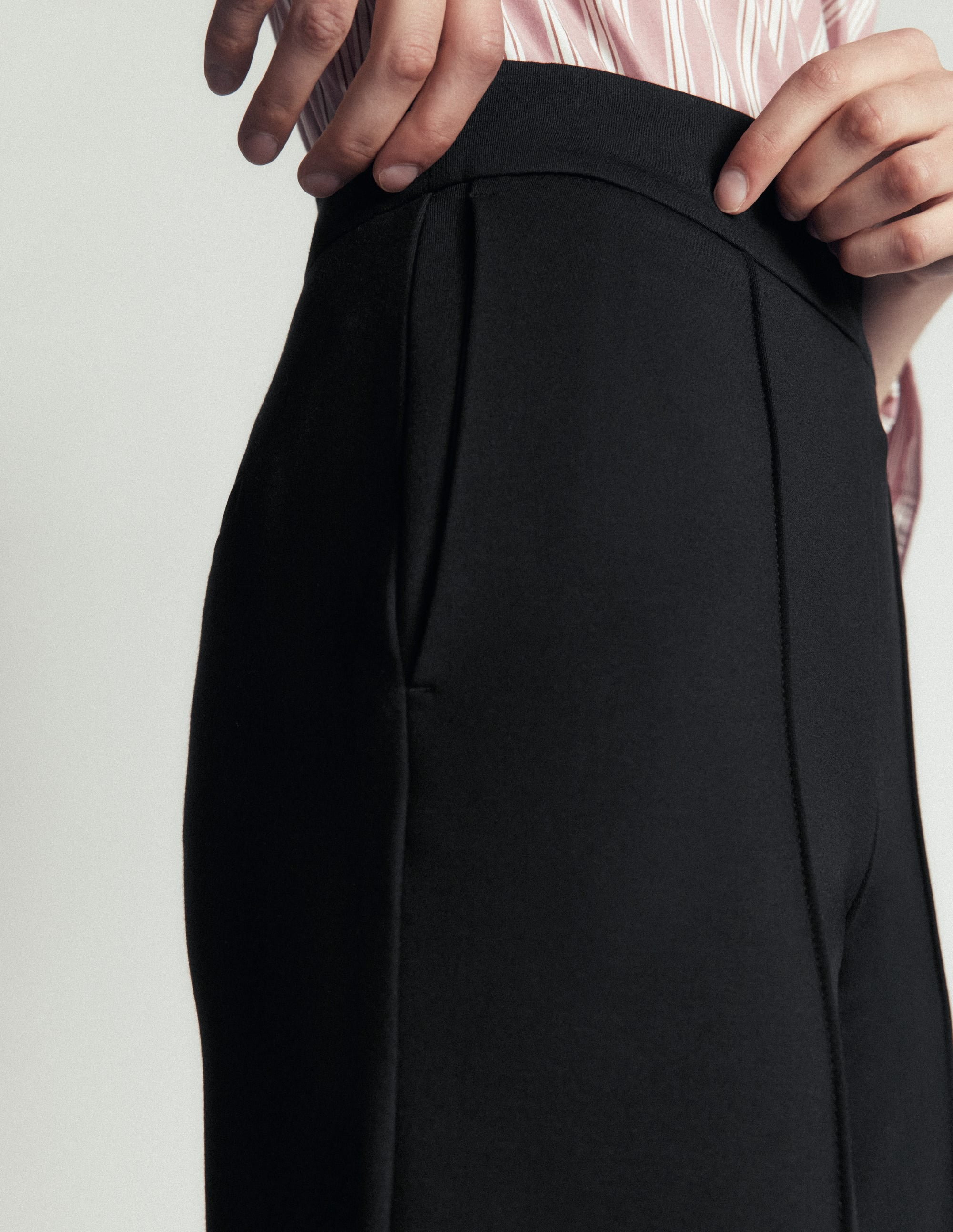 Straight Leg Ponte Trousers-Black - Image 2