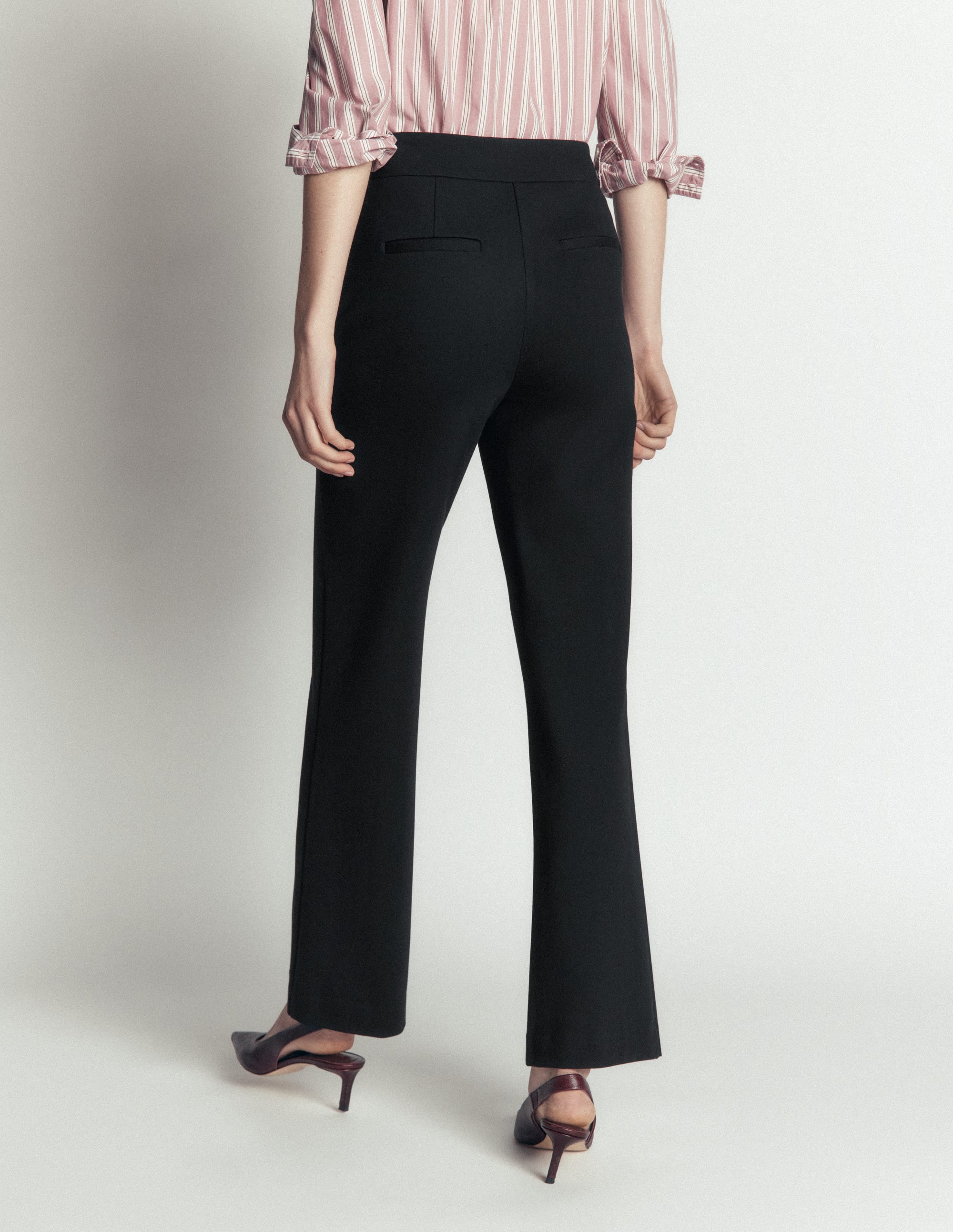 Straight Leg Ponte Trousers-Black - Image 3